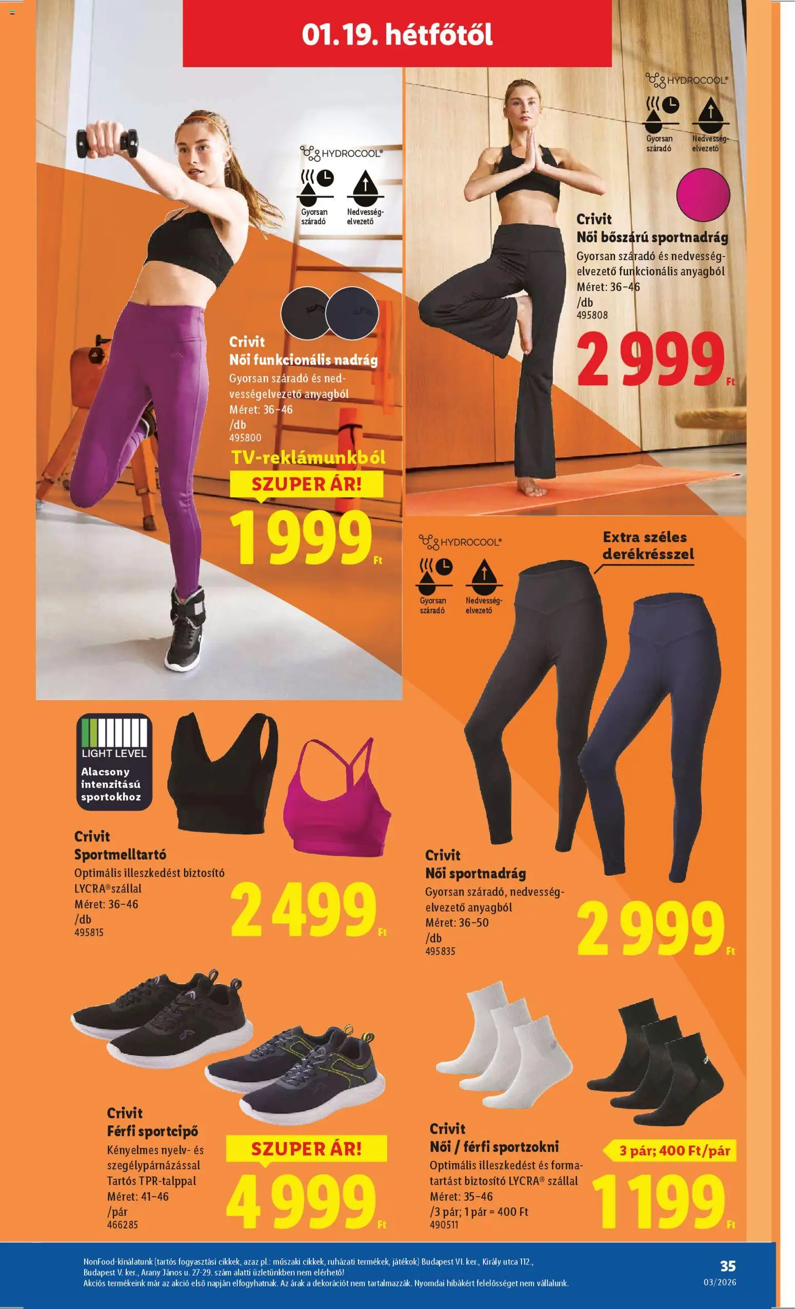 Lidl akciós ujság - amely érvényes a következő dátumtól: 15.01.2026 | Oldal: 35 | Termékek: Sportcipő, Játékok, Nadrág, Leggings