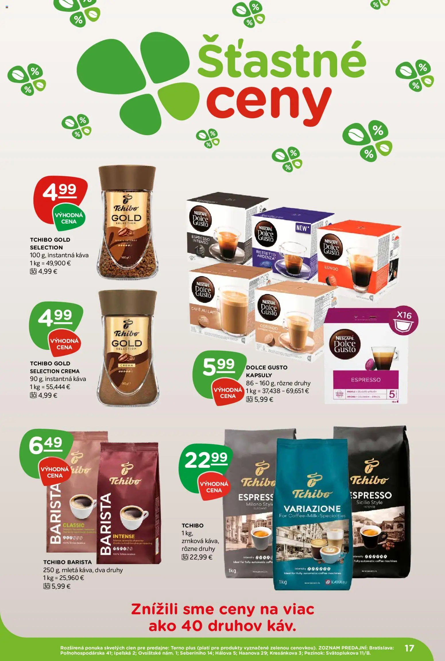 Nové Terno akcie – leták je platný od 26.03.2026 | Strana: 17 | Produkty: Dolce Gusto, Káva, Barista