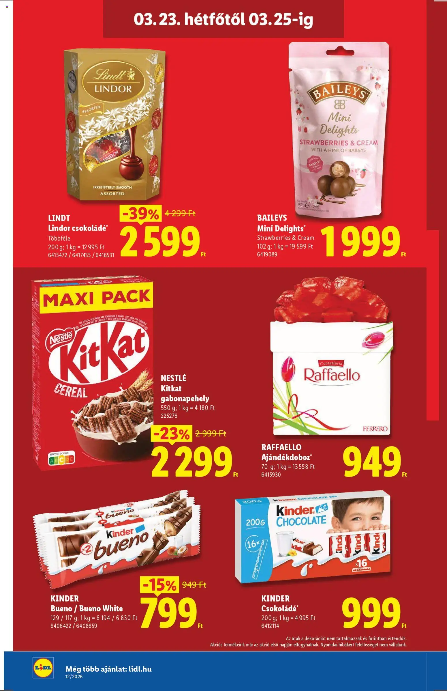 Lidl akciós ujság - amely érvényes a következő dátumtól: 19.03.2026 | Oldal: 54 | Termékek: Gabonapehely, Raffaello