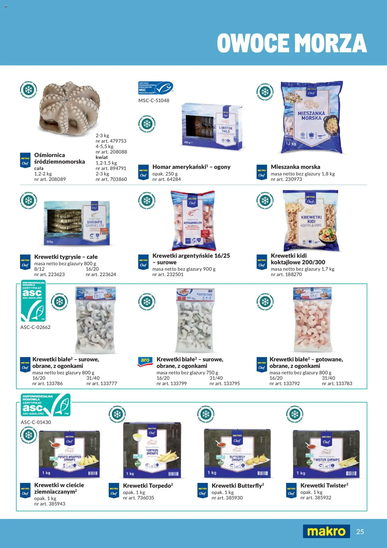 Makro gazetka - Produktów marek własnych dla profesjonalnej Gastronomii od 01.03.2026 | Strona: 25 | Produkty: Homar, Krewetki, Owoce, Owoce morza