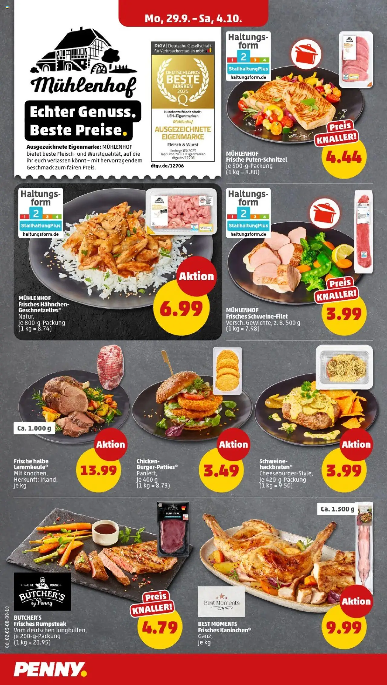Penny - Niedersachsen  – gültig ab 29.09.2025 | Seite: 8 | Produkte: Rumpsteak, Lammkeule, Putenschnitzel, Fleisch