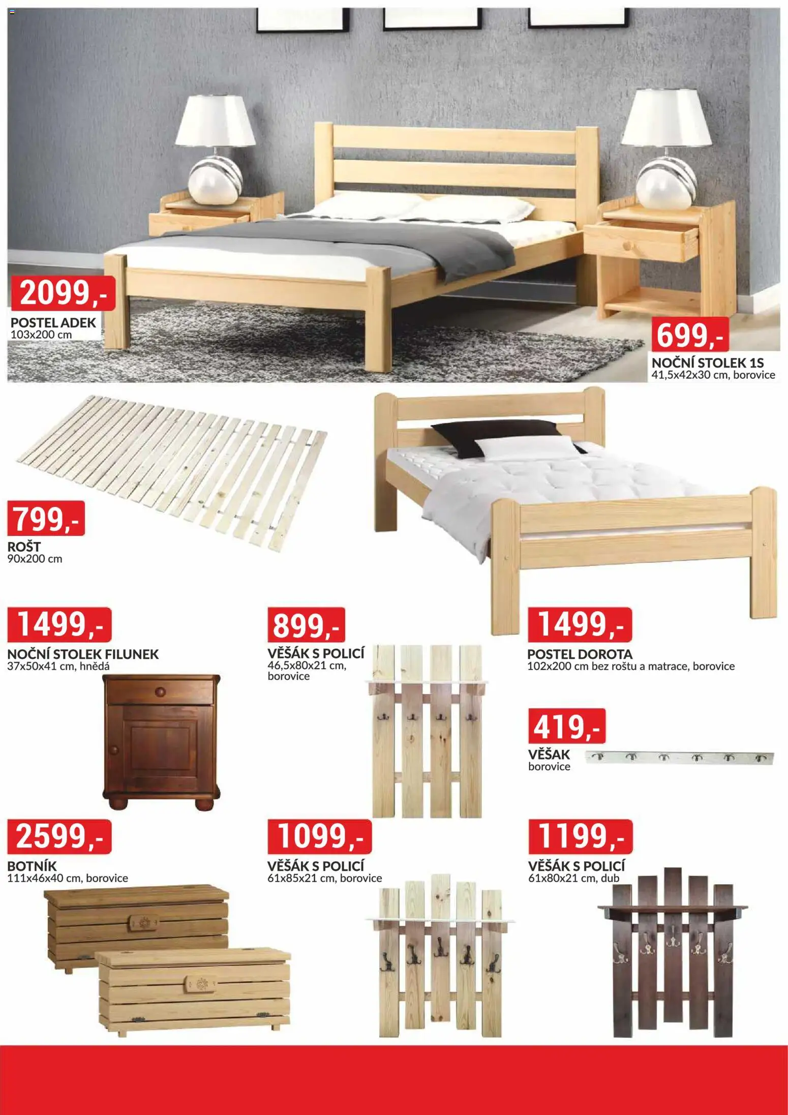 BAUMAX leták - Zařiďte si bydlení podle sebe od 01.03.2026 | Strana: 58 | Produkty: Postel, Noční stolek, Rošt, Věšák