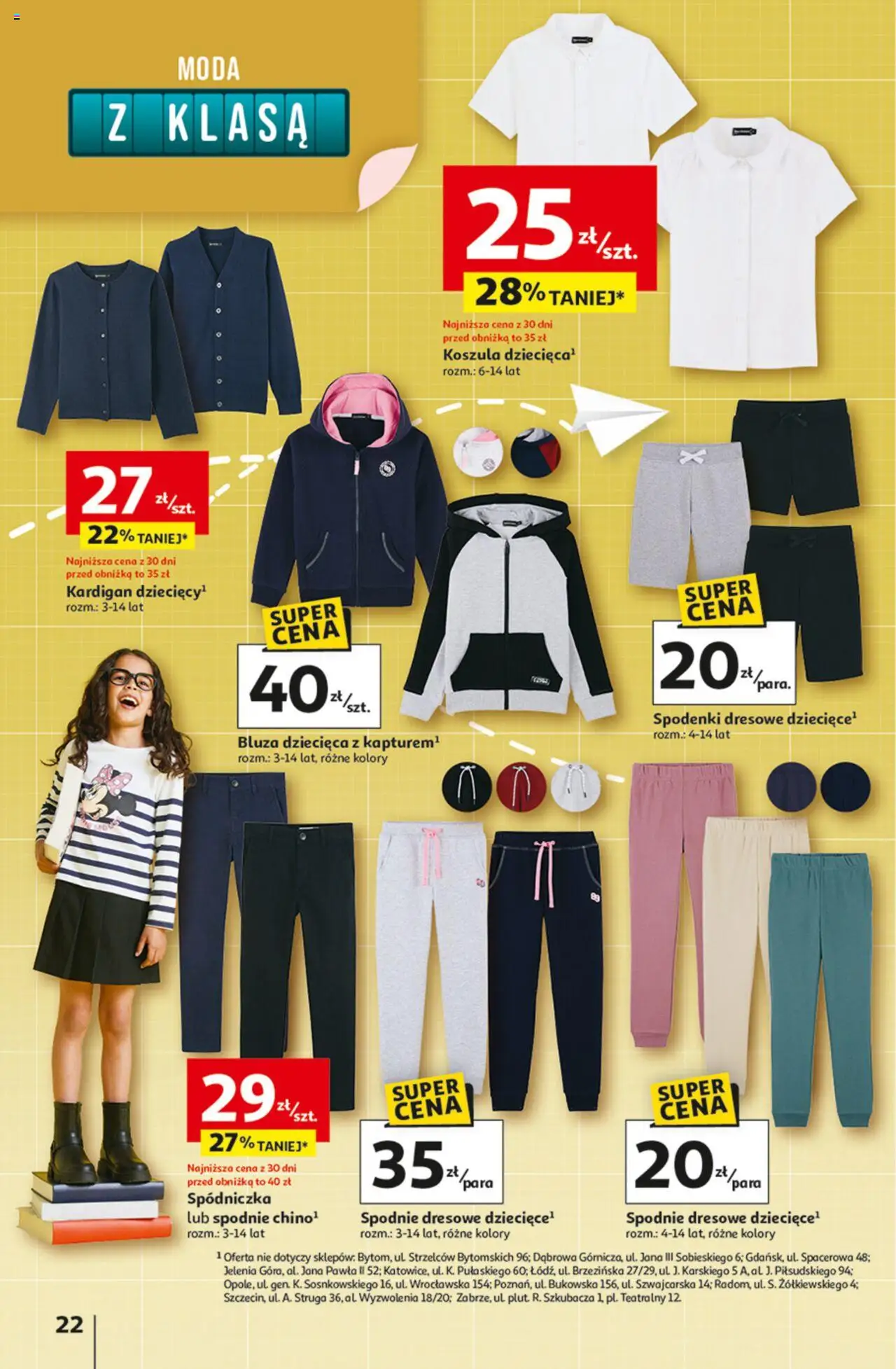 Auchan Gazetka - Odlotowe ceny na start szkoły Hipermarket od 21.08.2025 | Strona: 22 | Produkty: Koszula, Spodnie, Spodenki, Kardigan