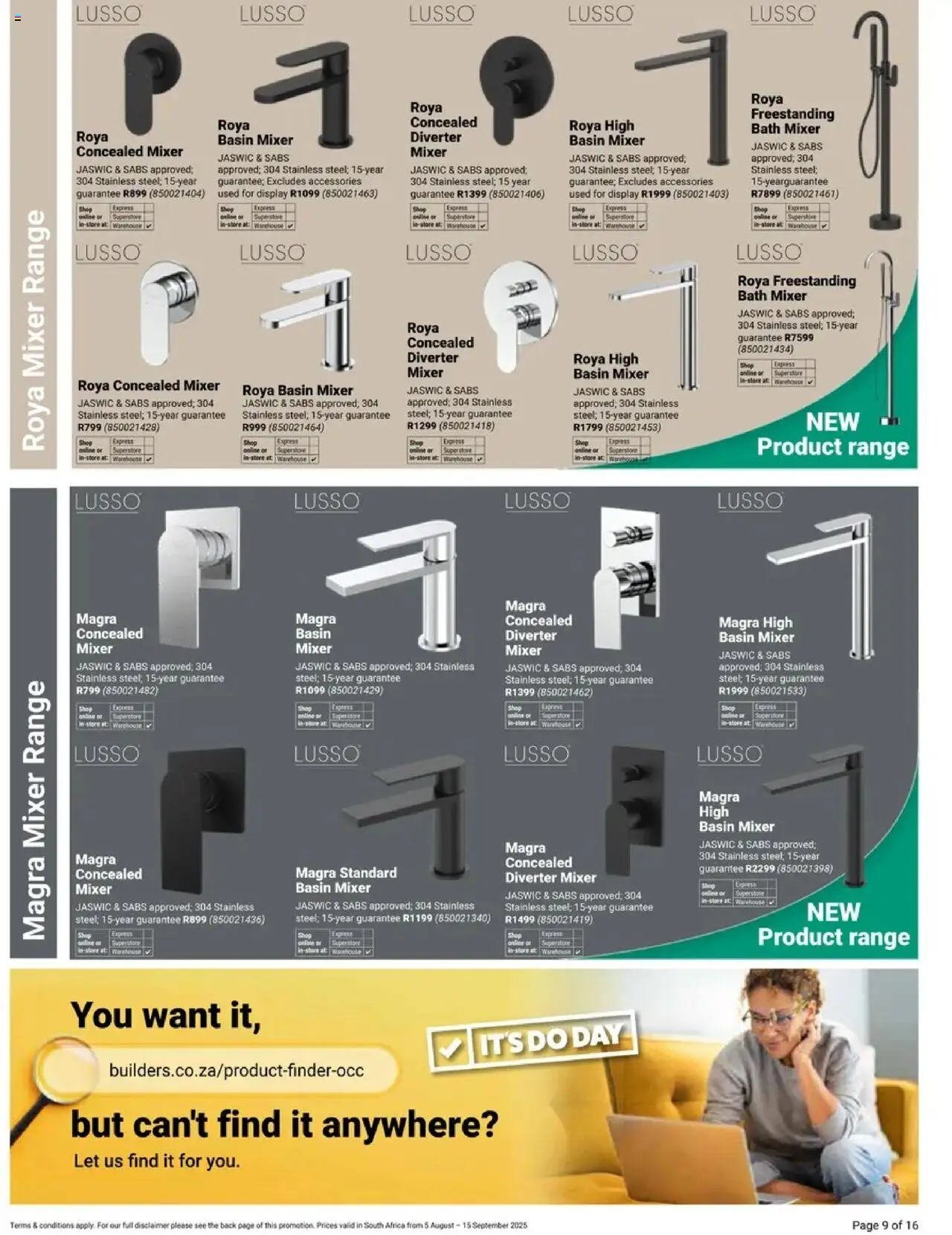 Builders - Your Bathroom Reimagined │ valid from 05.08.2025 | Page: 9 | Products: Mixer, Bath, Basin