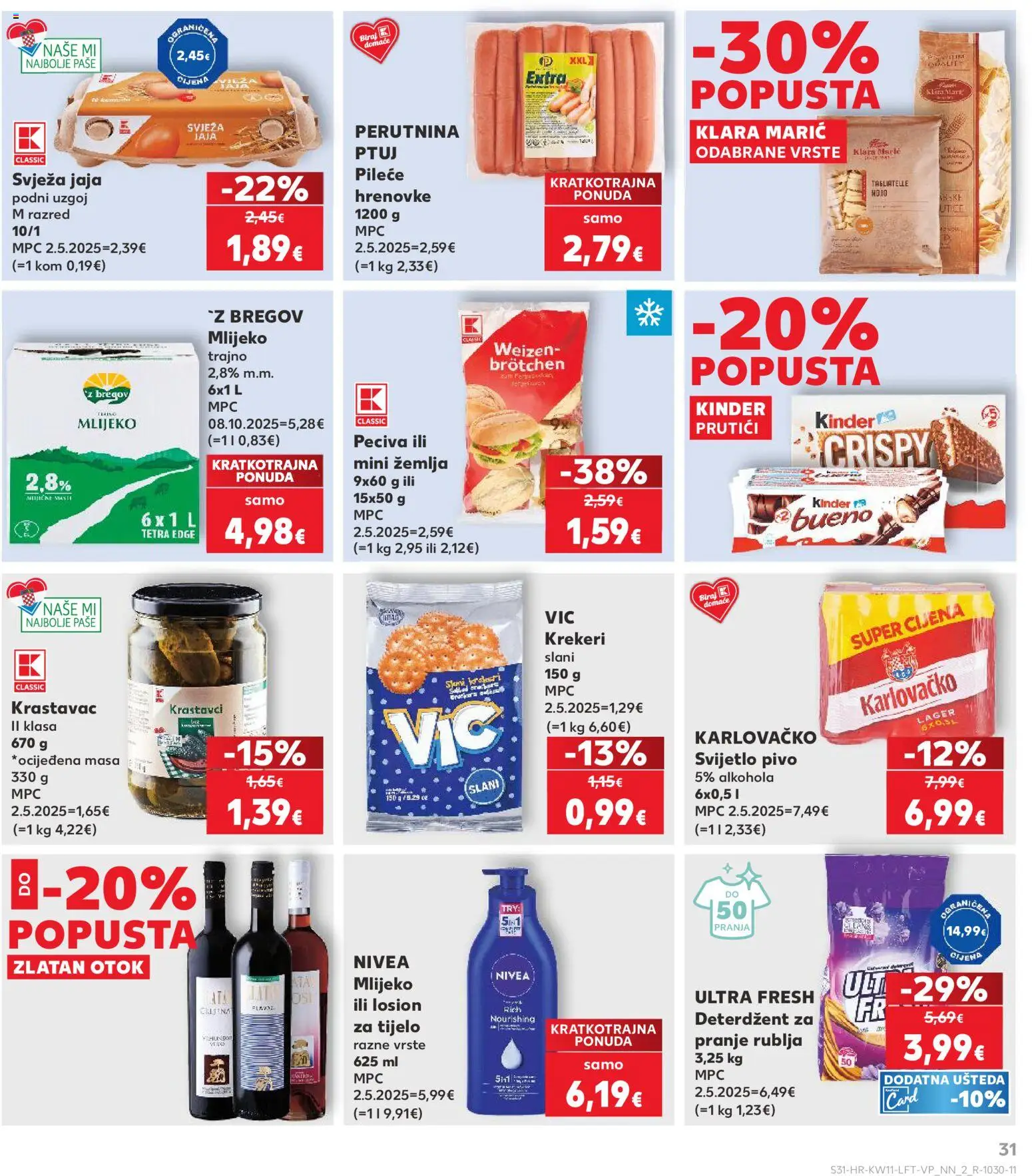 Kaufland katalog | vrijedi od 11.03.2026 | Stranica: 31 | Proizvodi: Mlijeko, Jaja, Deterdžent za pranje rublja, Vino