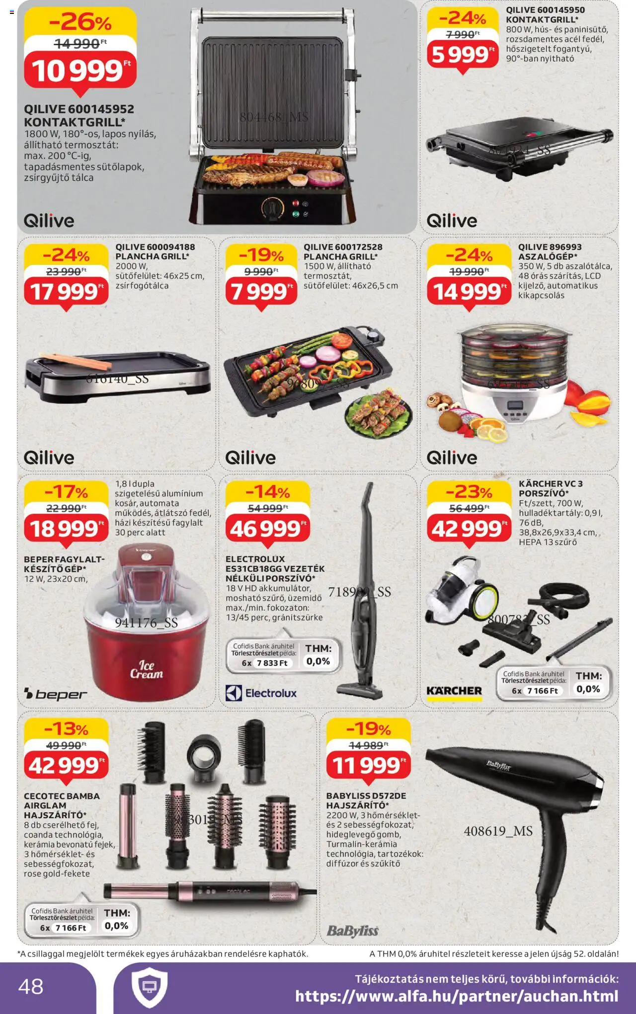 Auchan akciós ujság - amely érvényes a következő dátumtól: 14.08.2025 | Oldal: 48 | Termékek: Hús, Fagylalt, Aszalógép, Diffúzor