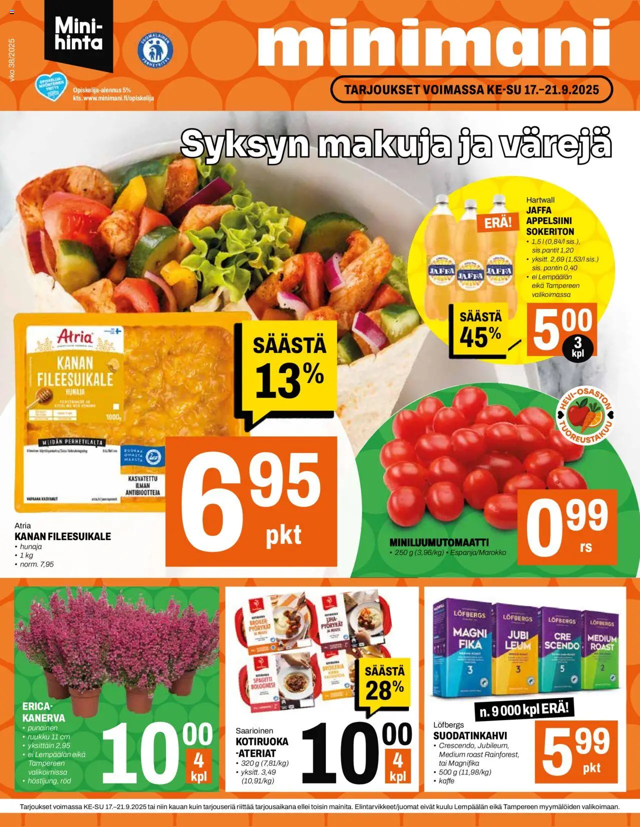 Minimani tarjoukset – voimassa 17.09.2025 alkaen | Sivu: 1 | Tuotteet: Spagetti, Hunaja