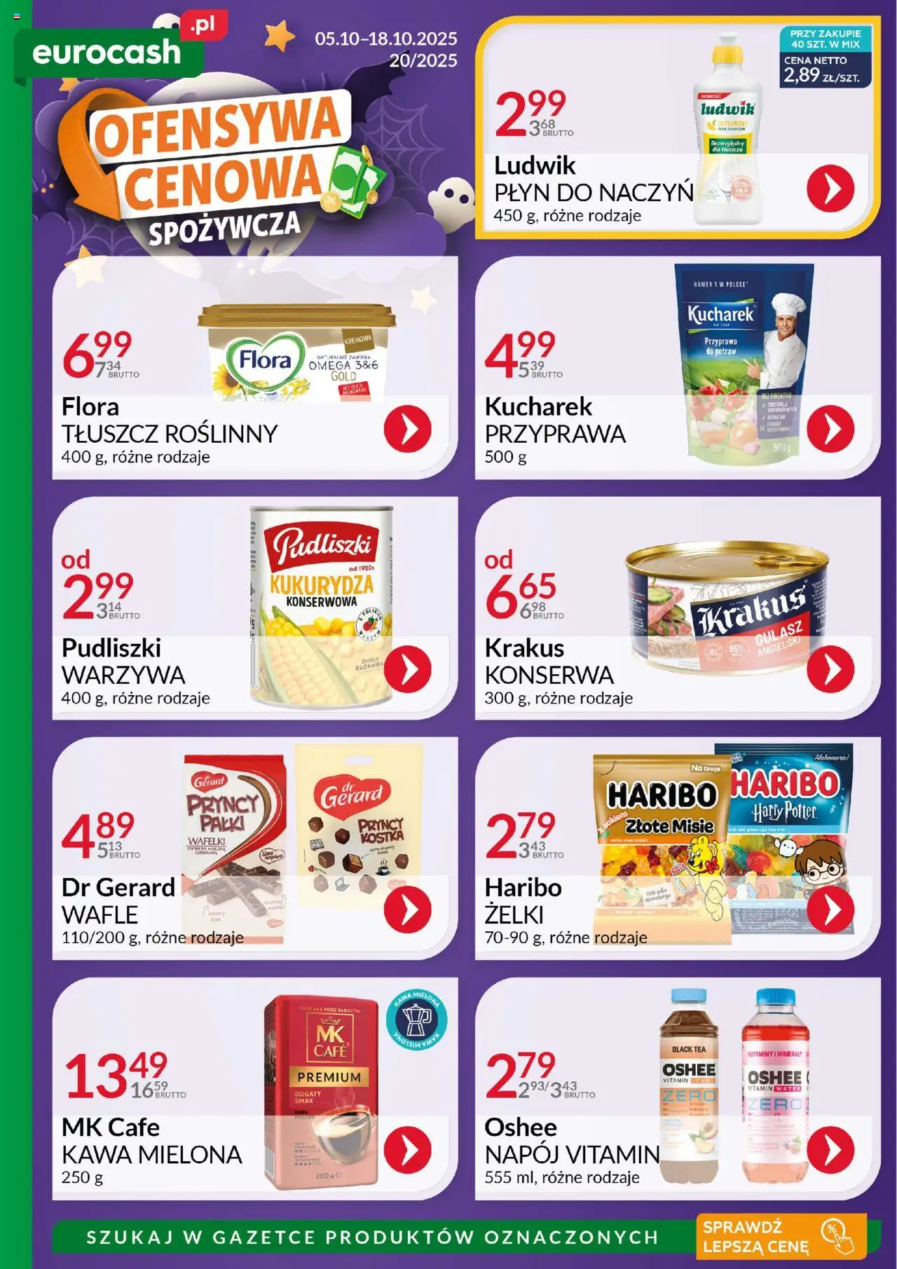Eurocash Gazetka - Ofensywa Cenowa Spożywcza od 05.10.2025 | Strona: 1 | Produkty: Wafle, Żelki, Kawa, Warzywa