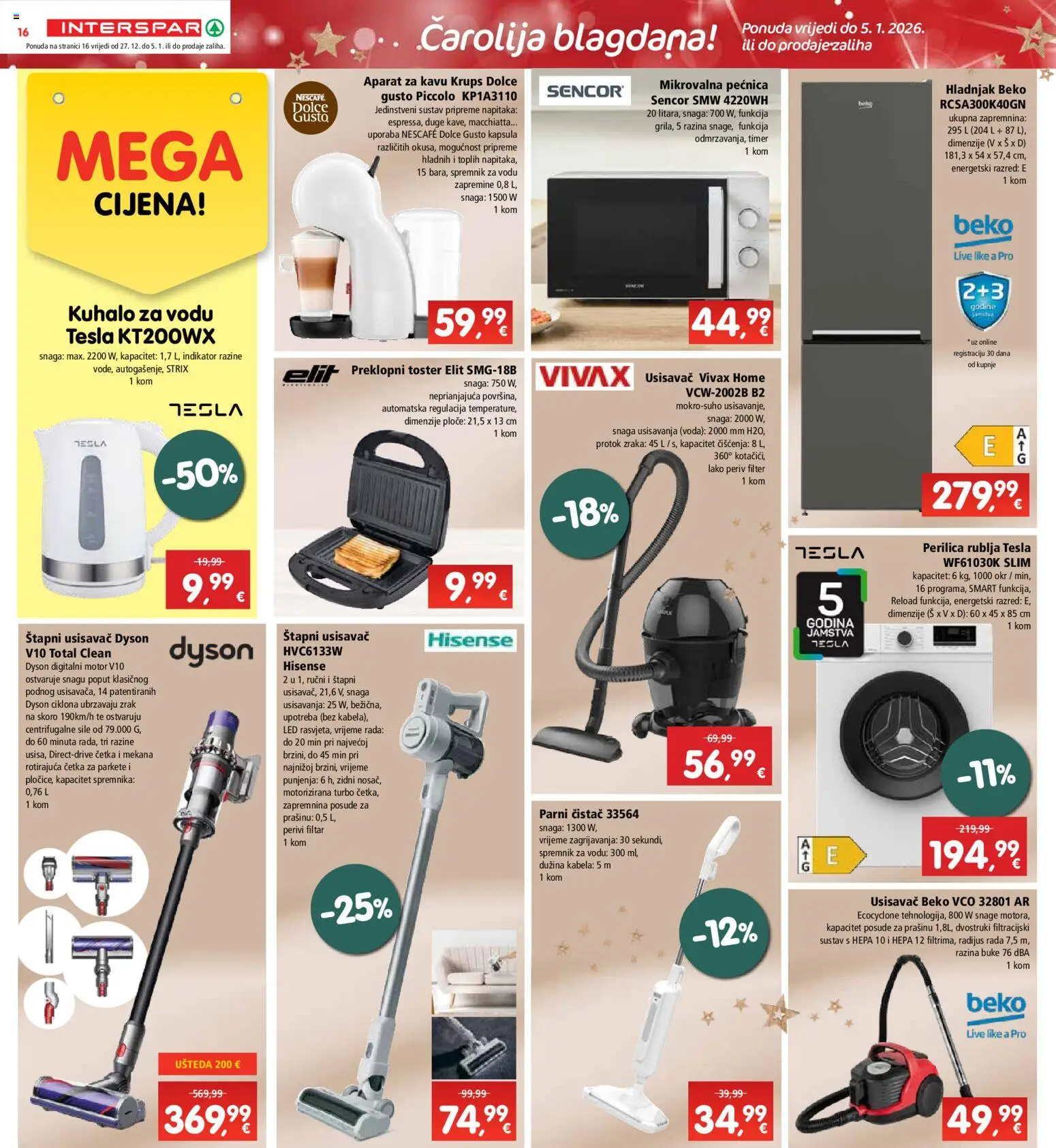 Interspar katalog | vrijedi od 27.12.2025 | Stranica: 21 | Proizvodi: Usisavač, Četka, Perilica rublja, Nescafe