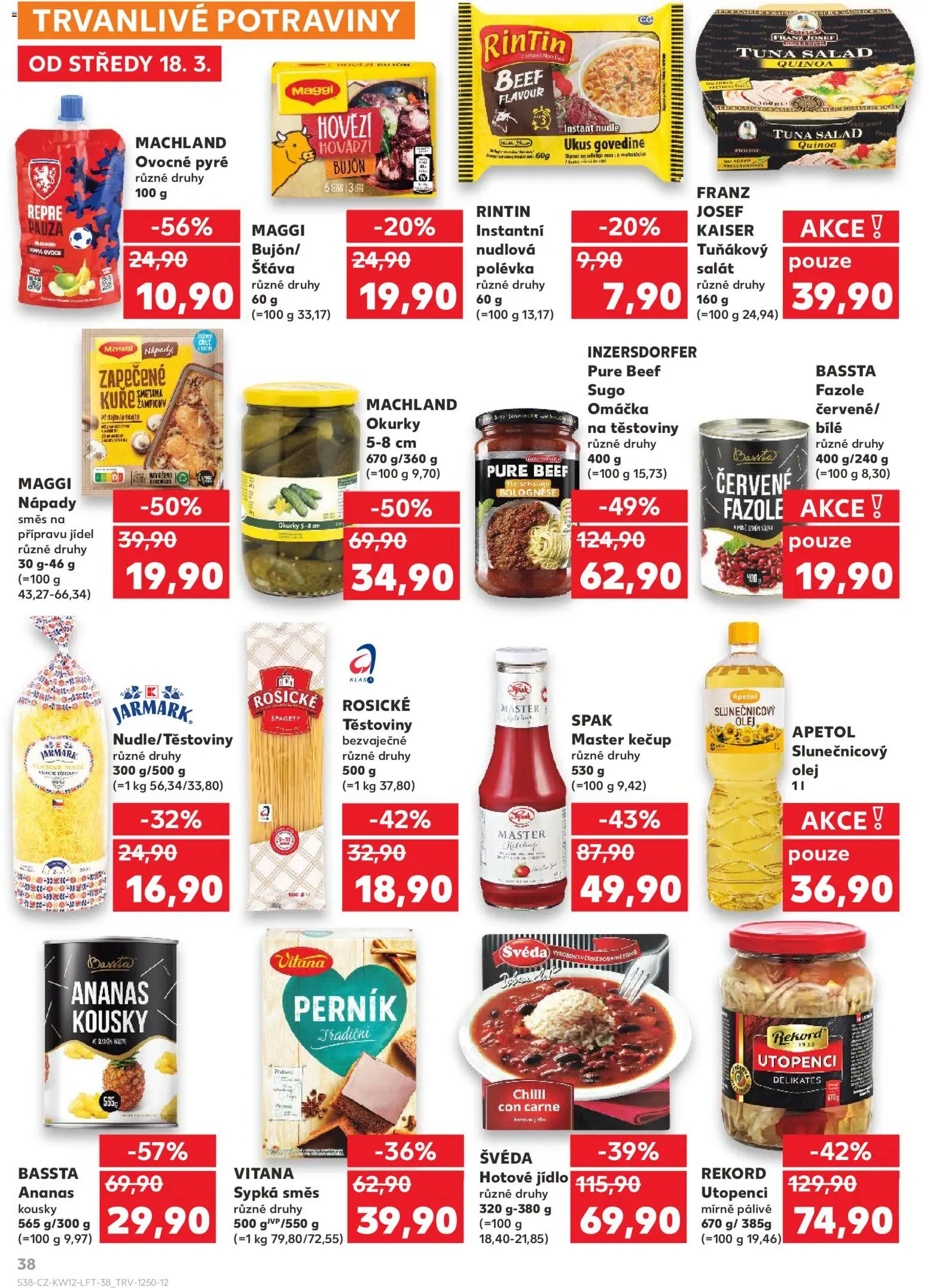 Kaufland leták - Ostrava od 18.03.2026 | Strana: 38 | Produkty: Žampiony, Těstoviny, Perník, Quinoa