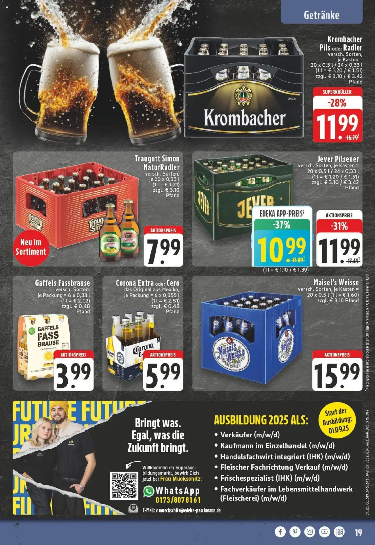 Edeka prospekt Mülheim An Der Ruhr	 - gültig ab dem 27.07.2025 | Seite: 19 | Produkte: Pils, Radler, Jever, Krombacher