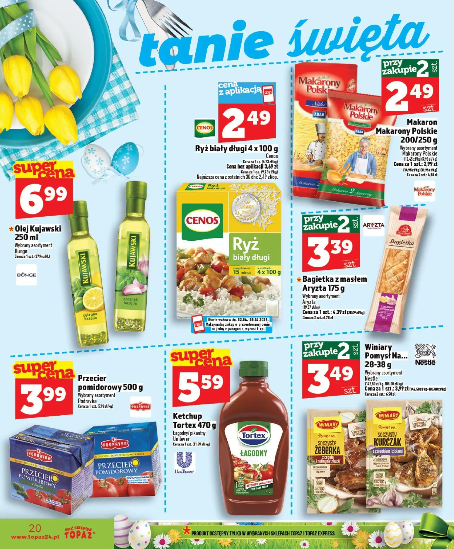 Topaz gazetka - Ceny małe na stałe od 02.04.2026 | Strona: 20 | Produkty: Cytryna, Bazylia, Bagietka, Olej