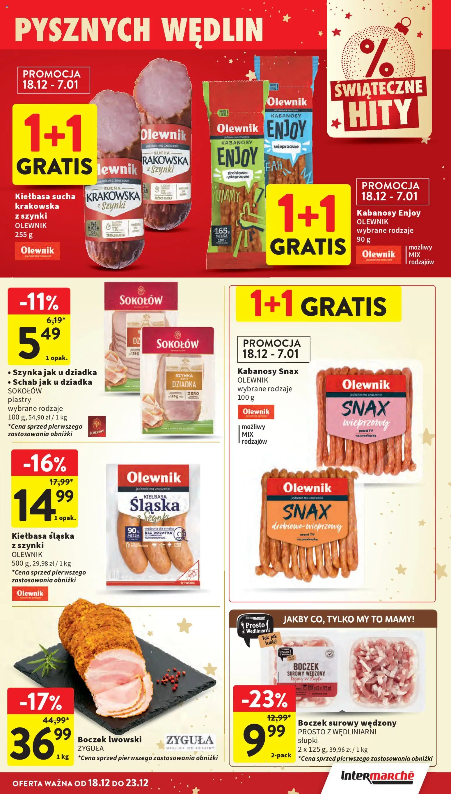 Intermarche Gazetka od 18.12.2025 | Strona: 37 | Produkty: Schab, Szynka, Kiełbasa śląska, Boczek
