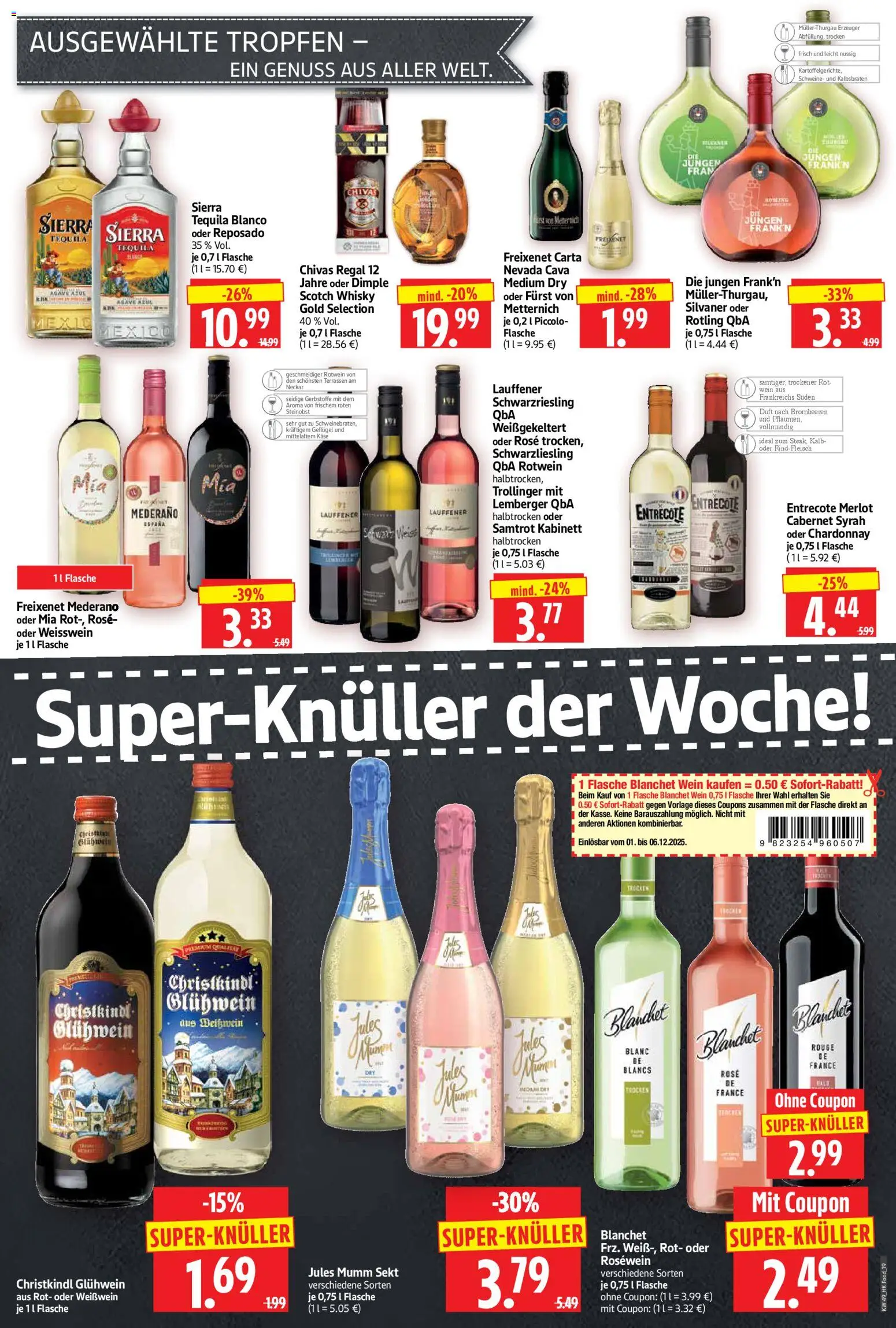 HERKULES Prospekt 	 – gültig ab 01.12.2025 | Seite: 19 | Produkte: Käse, Sekt, Entrecote, Rindfleisch