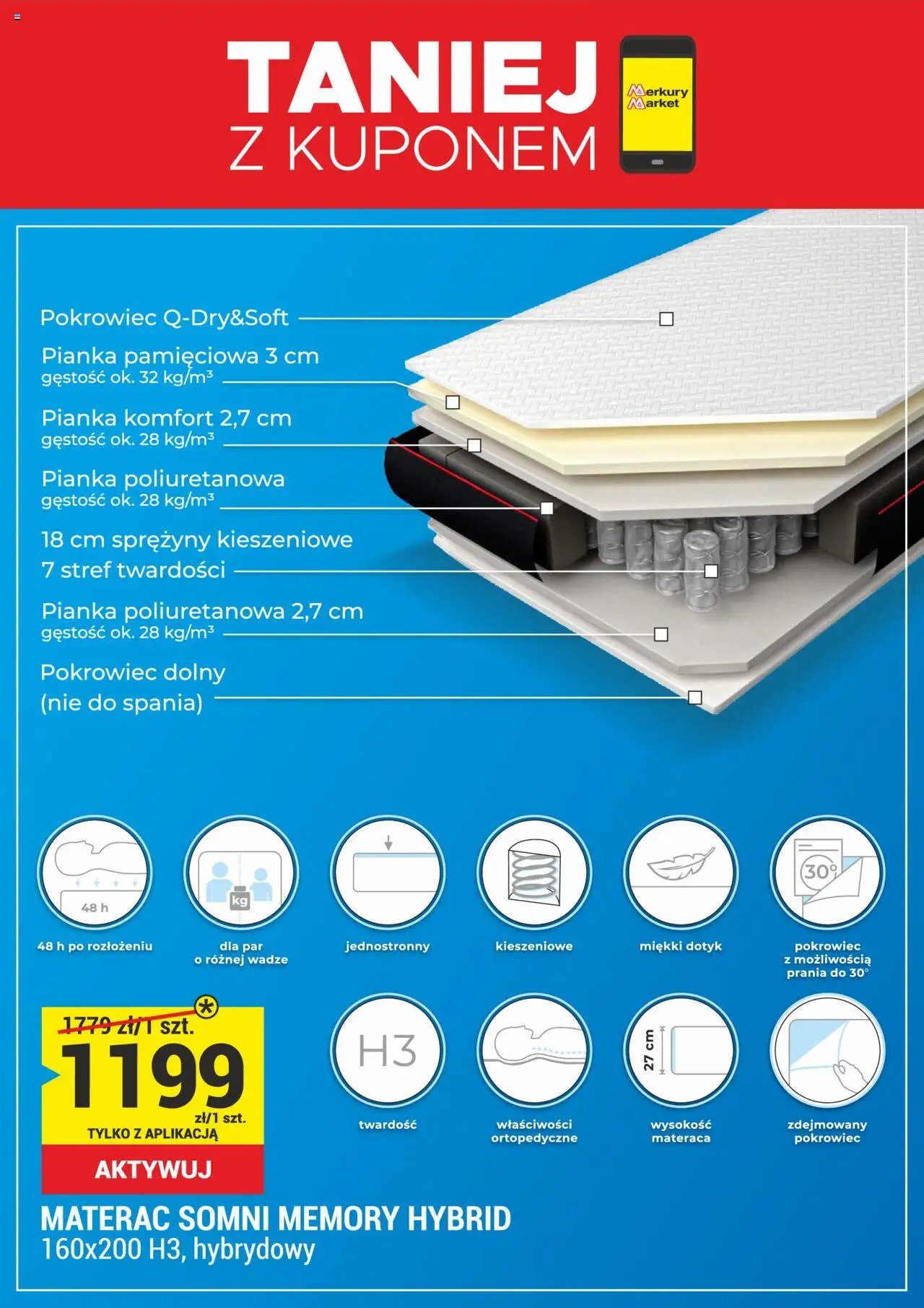 Merkury Market Gazetka - Meble, Wypoczynki, Materace od 01.08.2025 | Strona: 44 | Produkty: Materac