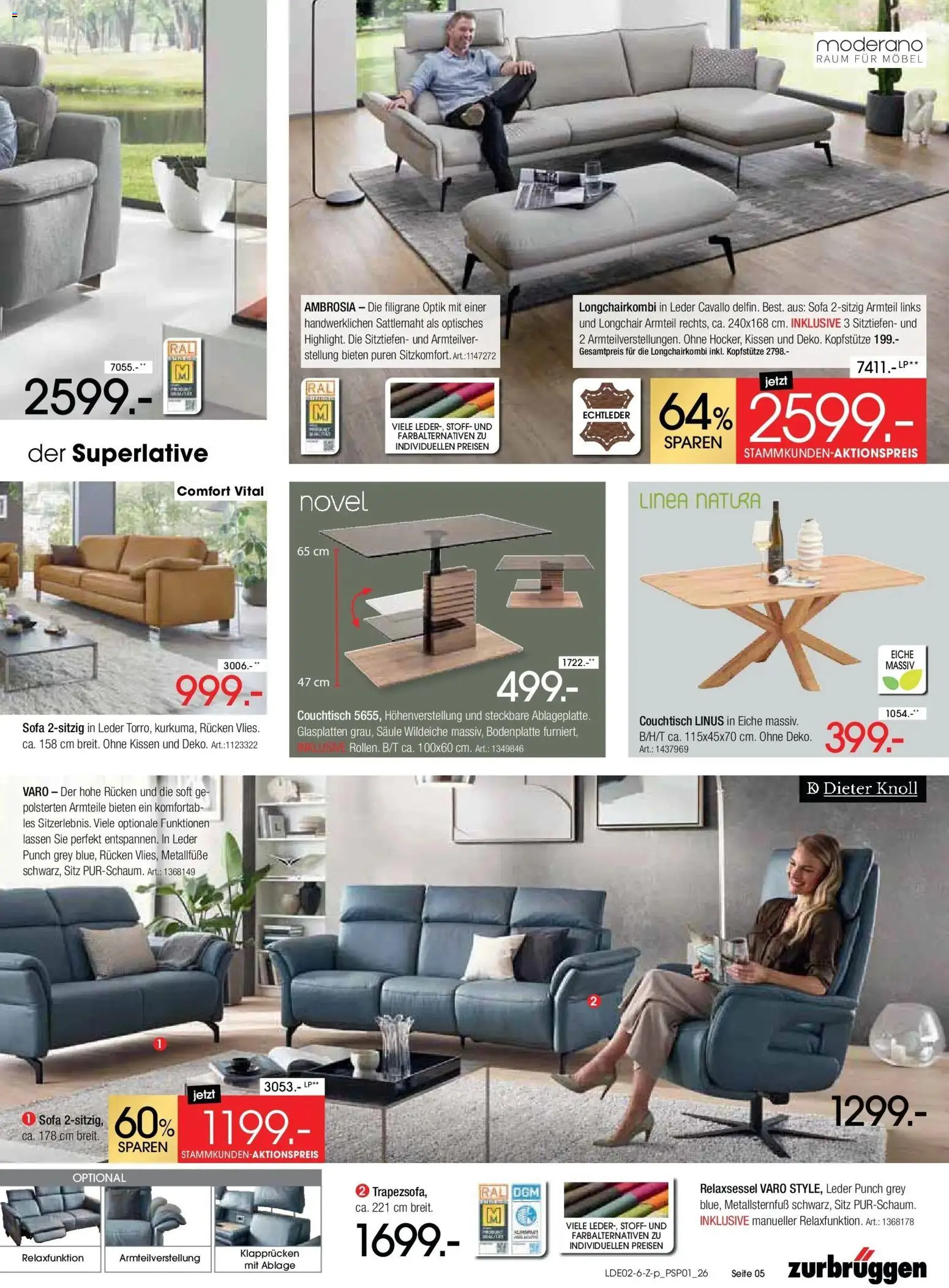 Zurbrüggen - Zurbrüggen: Ihr Einrichtungshaus der Extraklasse – gültig ab 20.02.2026 | Seite: 5 | Produkte: Relaxsessel, Kissen, Sofa, Couchtisch