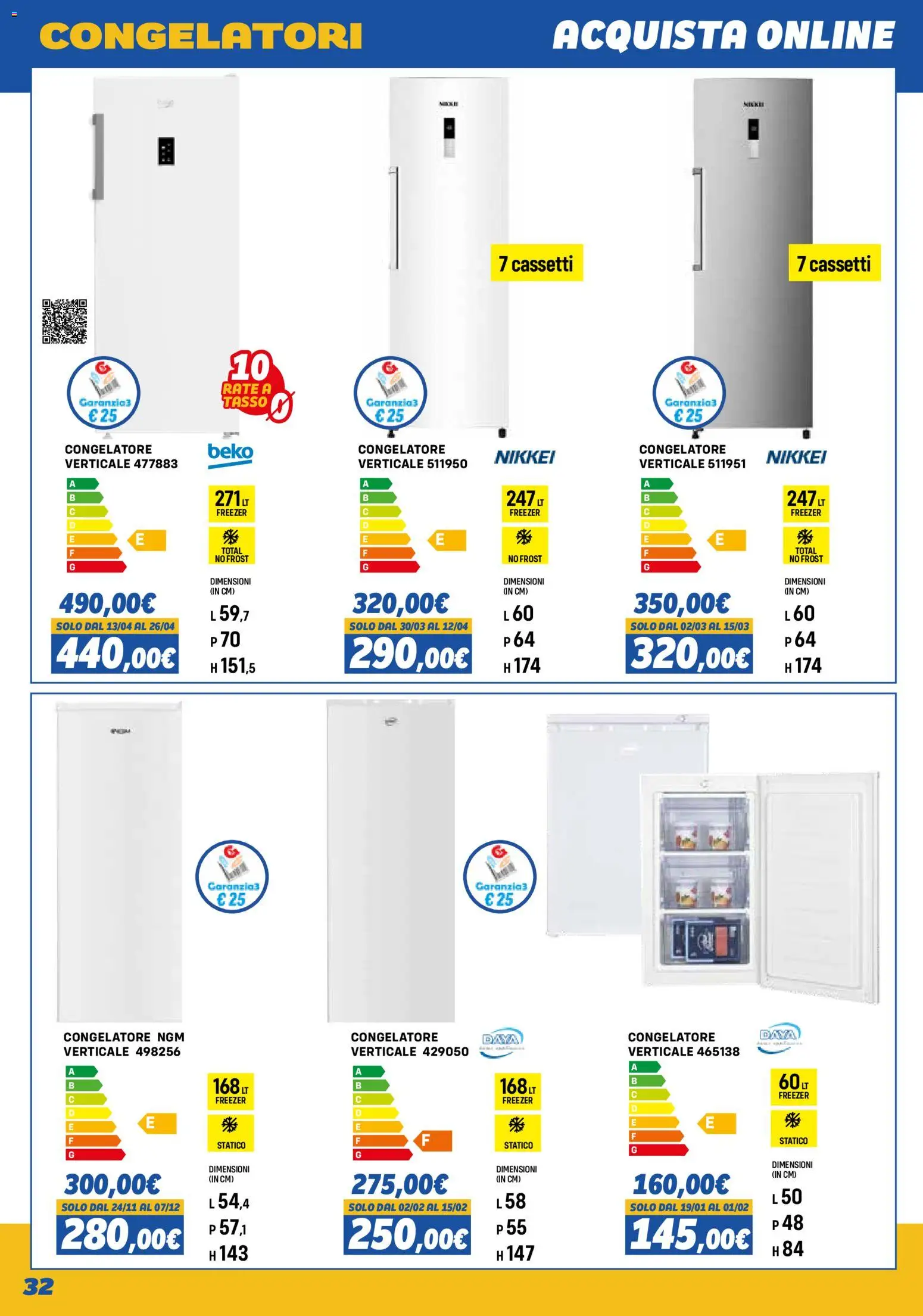 Volantino Orizzonte del 01.11.2025 | Pagina: 32 | Prodotti: Freezer, Congelatore