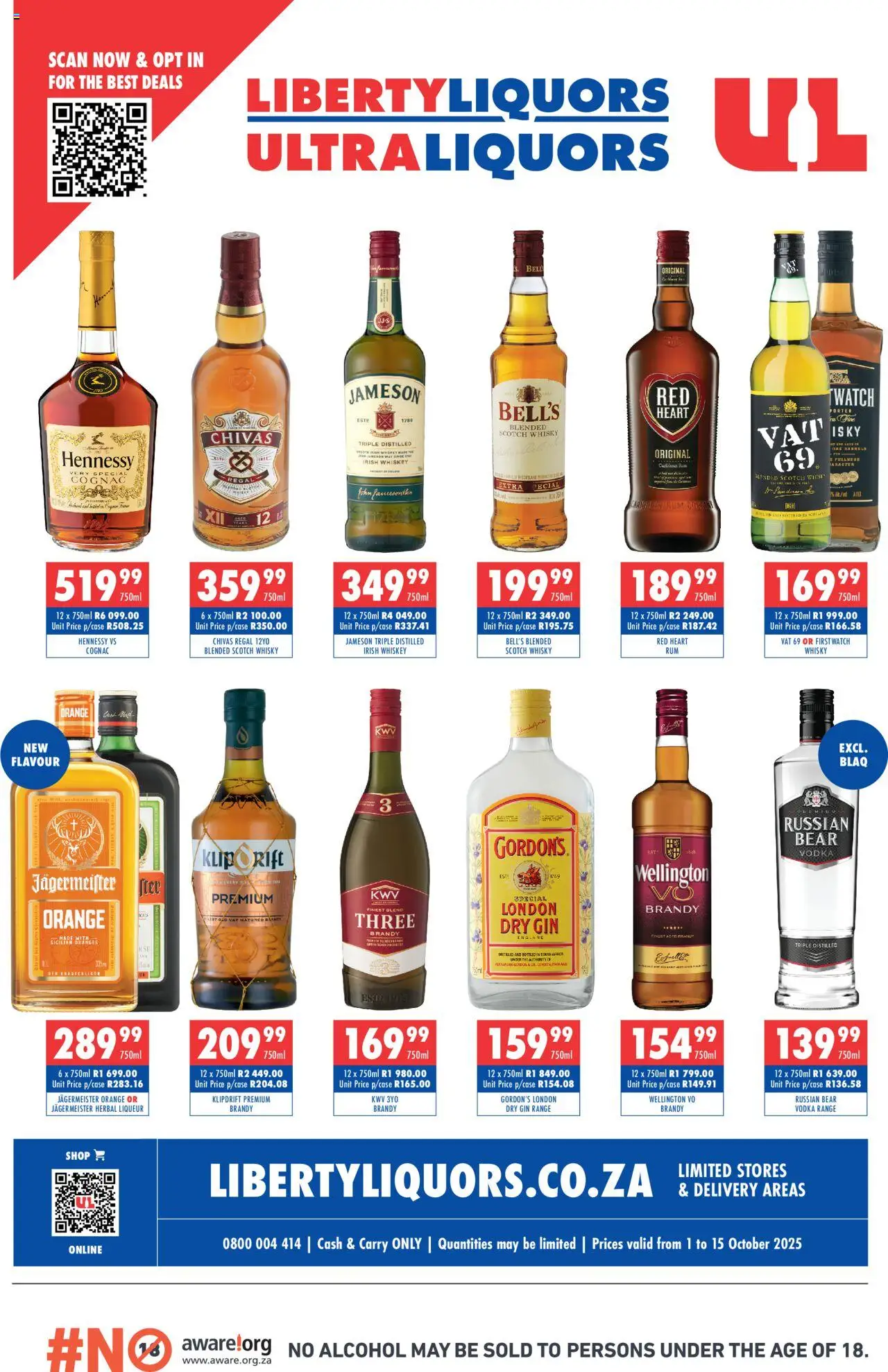 New Ultra Liquors catalogue – valid from 01.10.2025 | Page: 1 | Products: Brandy, Oranges, Gin, Ensalada de quino