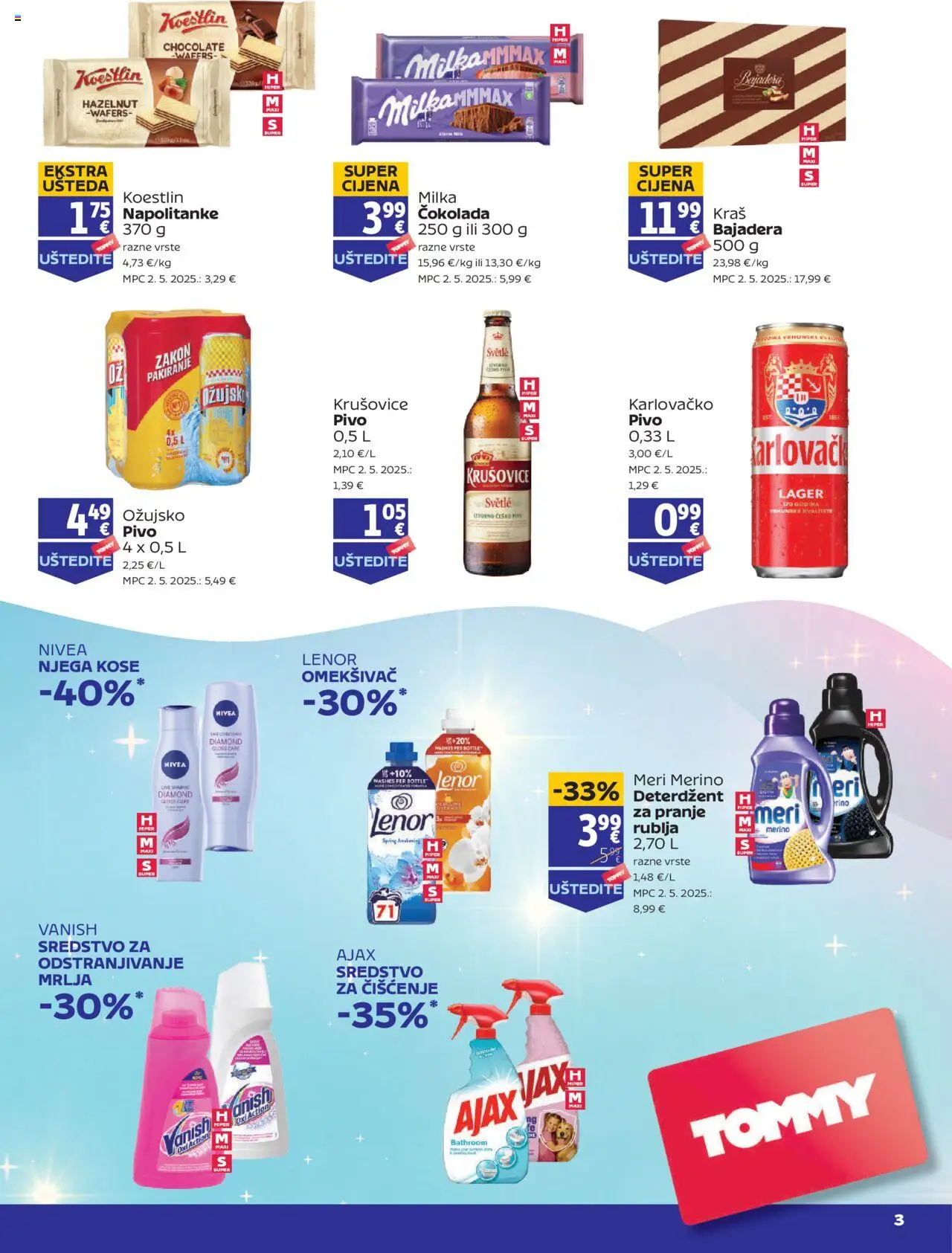 Tommy katalog | vrijedi od 28.08.2025 | Stranica: 2 | Proizvodi: Napolitanke, Vanish, Ajax, Meri Merino