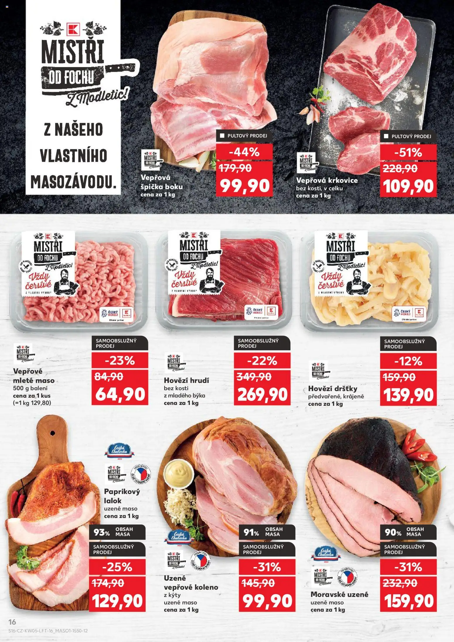Kaufland leták - Praha 8 od 28.01.2026 | Strana: 16 | Produkty: Mleté maso, Moravské uzené, Krkovice, Vepřová krkovice