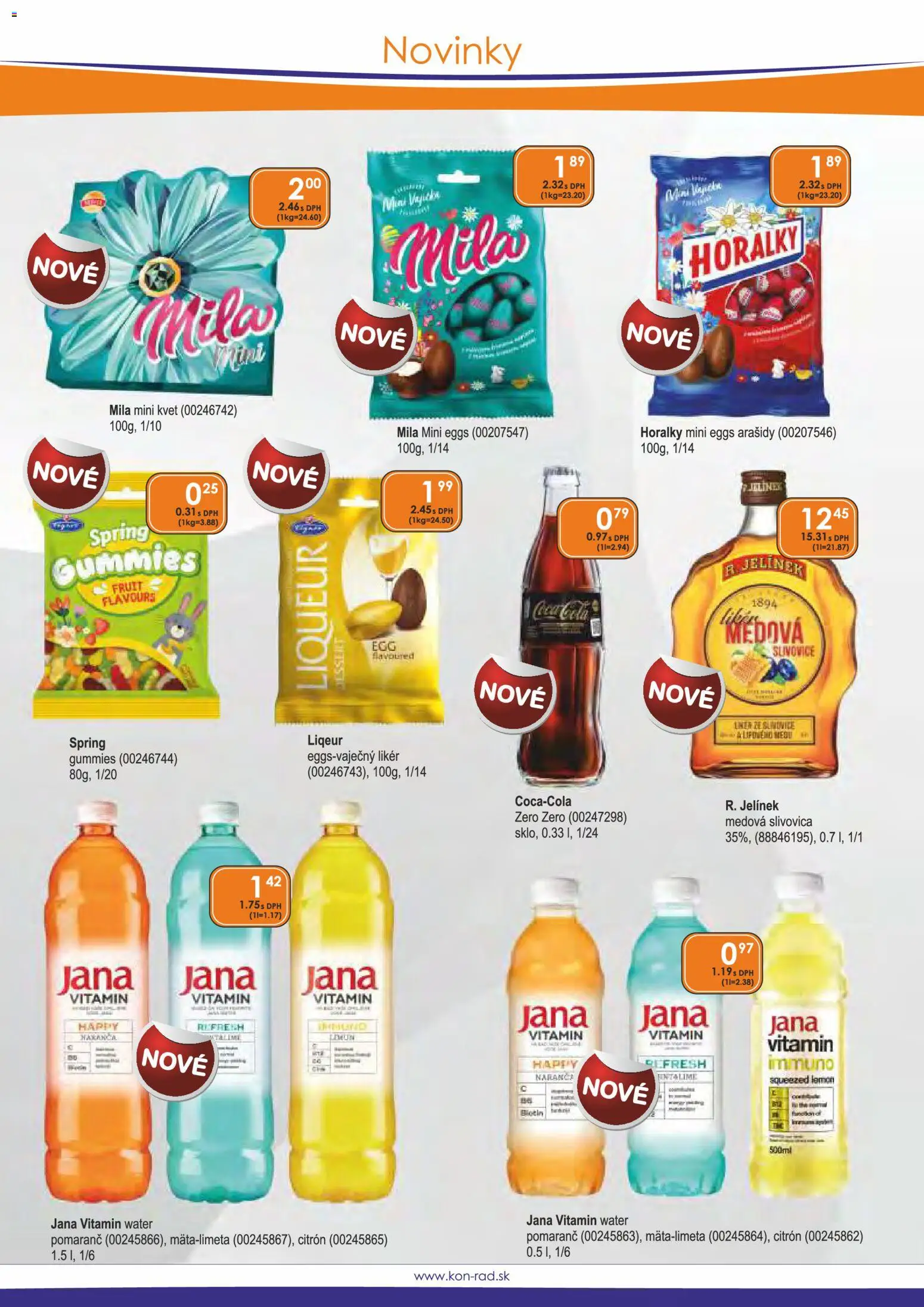 Nové KON - RAD akcie – leták je platný od 01.03.2026 | Strana: 2 | Produkty: Slivovica, Mila, Arašidy, Horálky