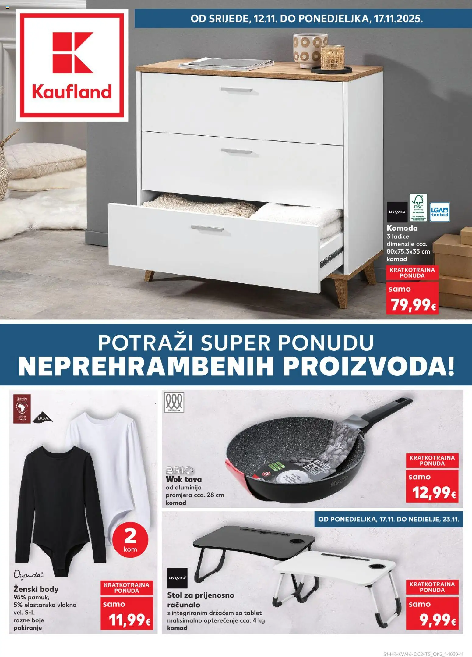 Kaufland katalog | vrijedi od 12.11.2025 | Stranica: 1 | Proizvodi: Stol, Ladice, Računalo, Tava