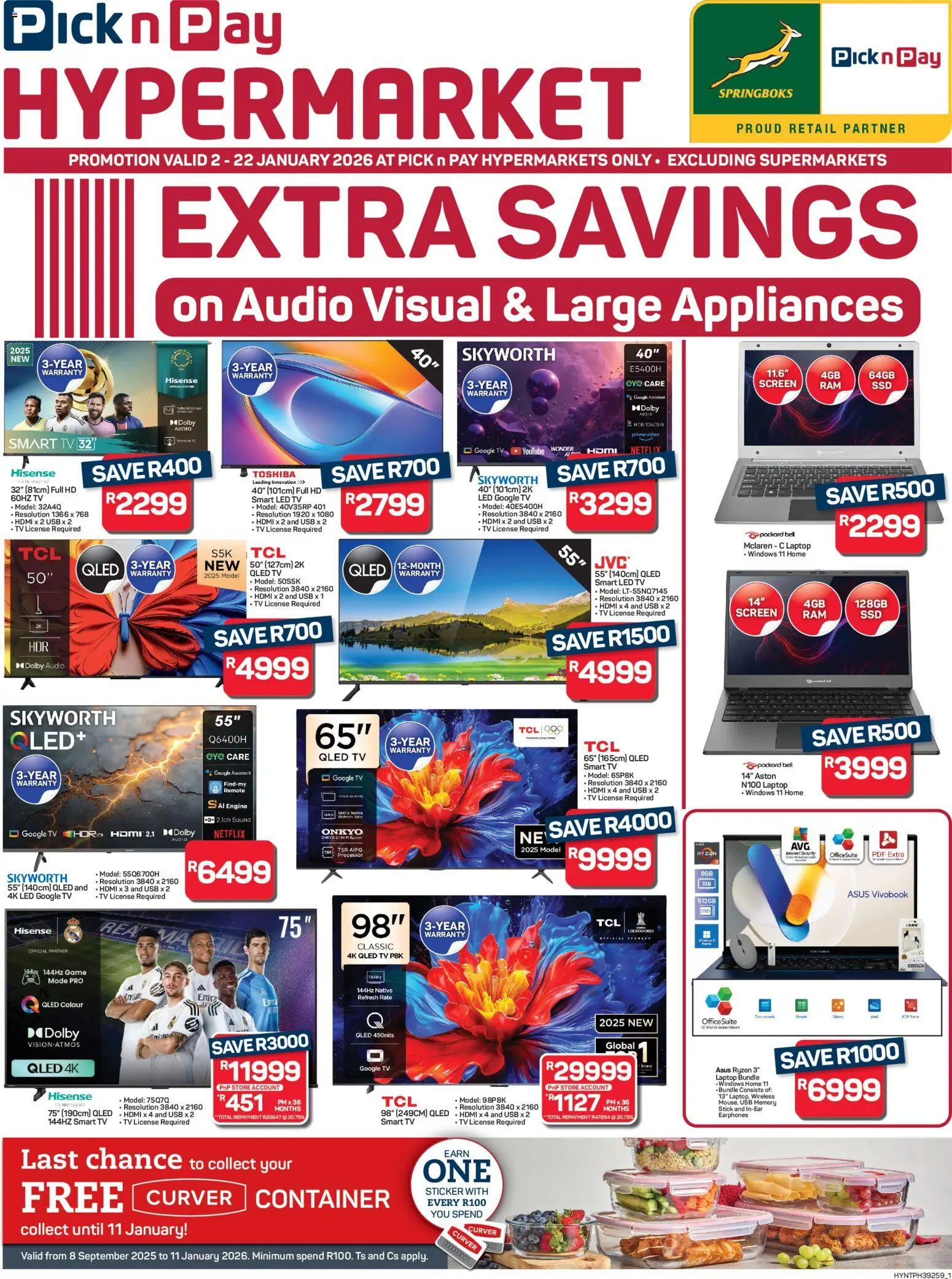 New Pick n Pay catalogue – valid from 02.01.2026 | Page: 1 | Products: Audio, Laptop, TV, Remote