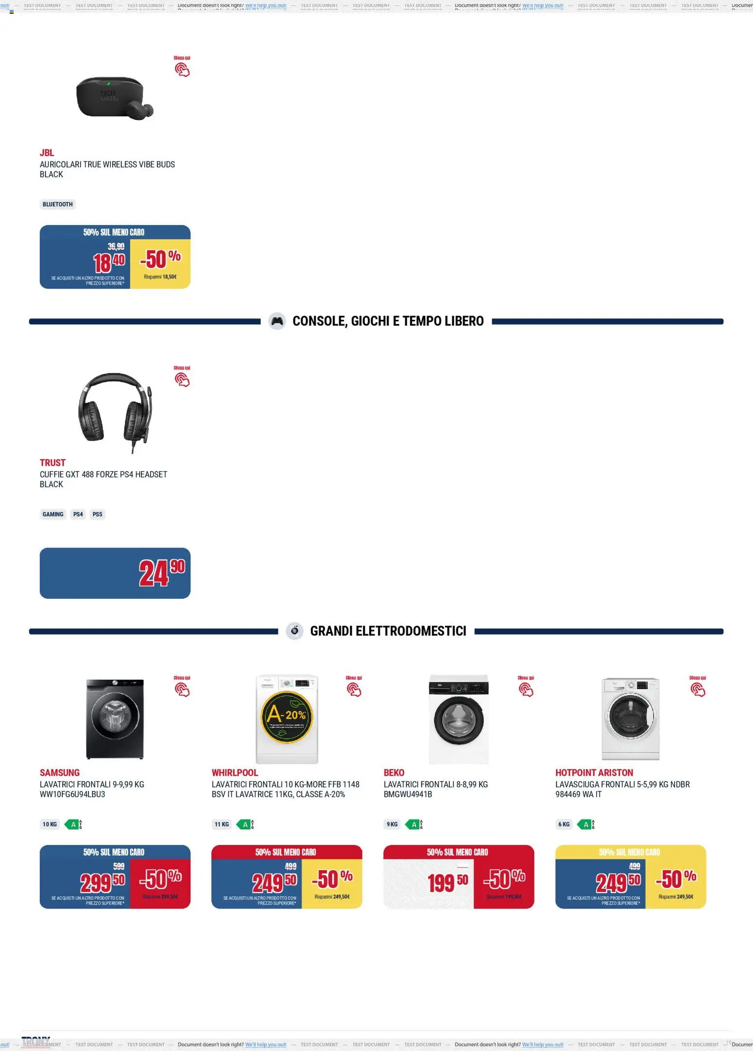Volantino Trony del 04.12.2025 | Pagina: 19 | Prodotti: Lavasciuga, Lavatrice, Cuffie, Samsung