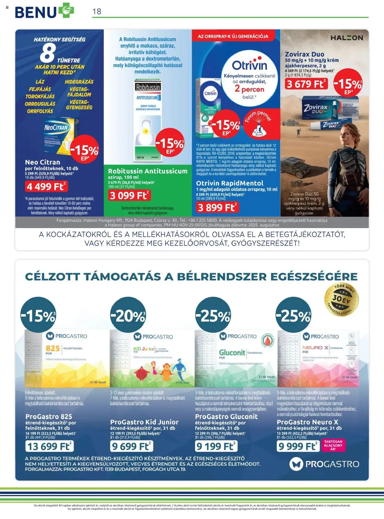 BENU Gyógyszertárak akciós ujság - amely érvényes a következő dátumtól: 01.10.2025 | Oldal: 18