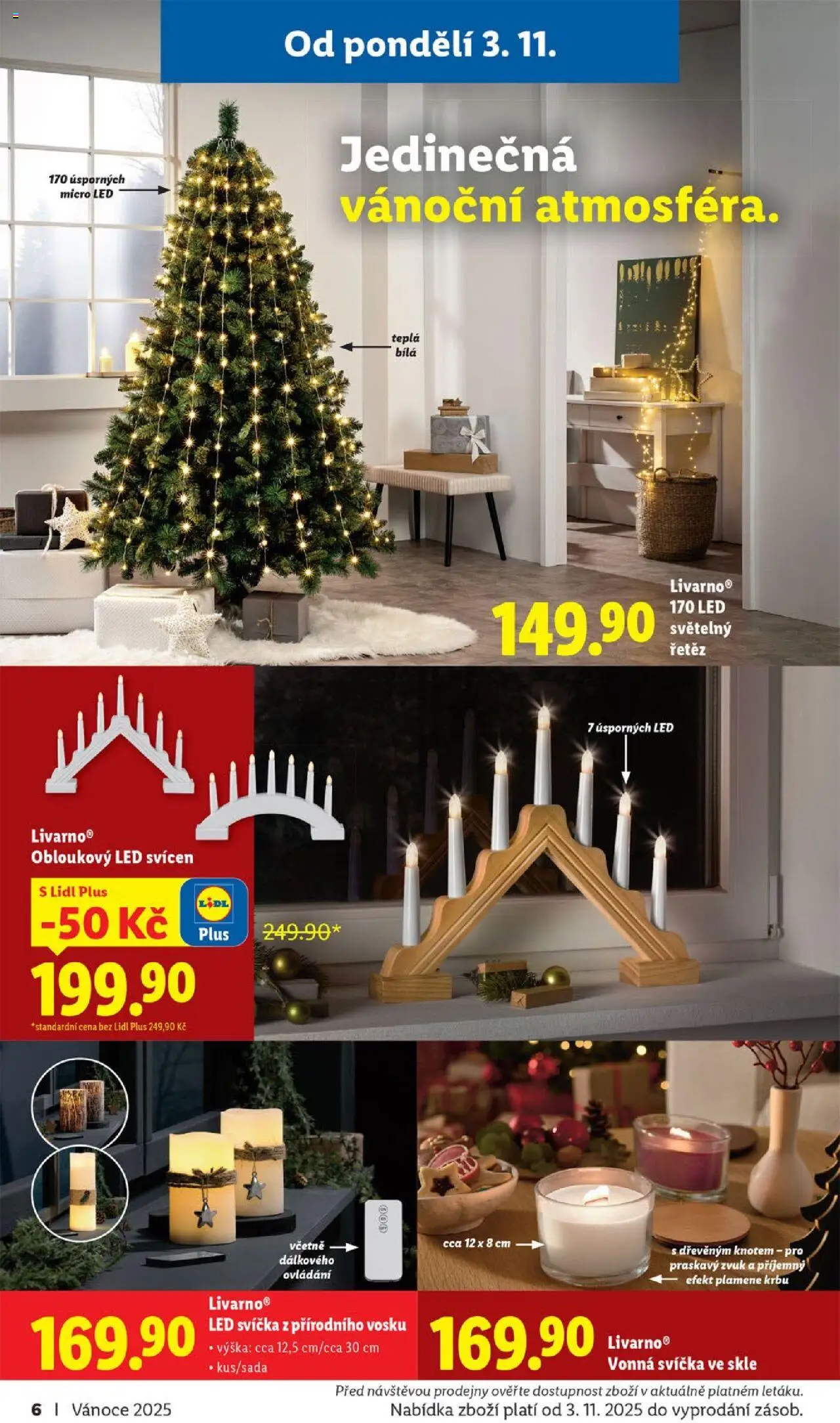 Lidl leták - Veselé Vánoce od 20.10.2025 | Strana: 6 | Produkty: Svíčka, Svícen, Světelný řetěz, LED