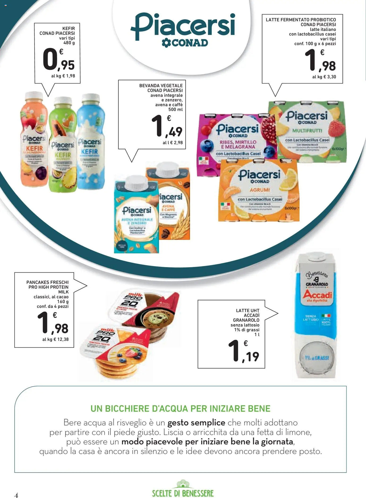 Volantino Conad del 23.04.2026 | Pagina: 4 | Prodotti: Caffè, Acqua, Agrumi, Latte senza lattosio