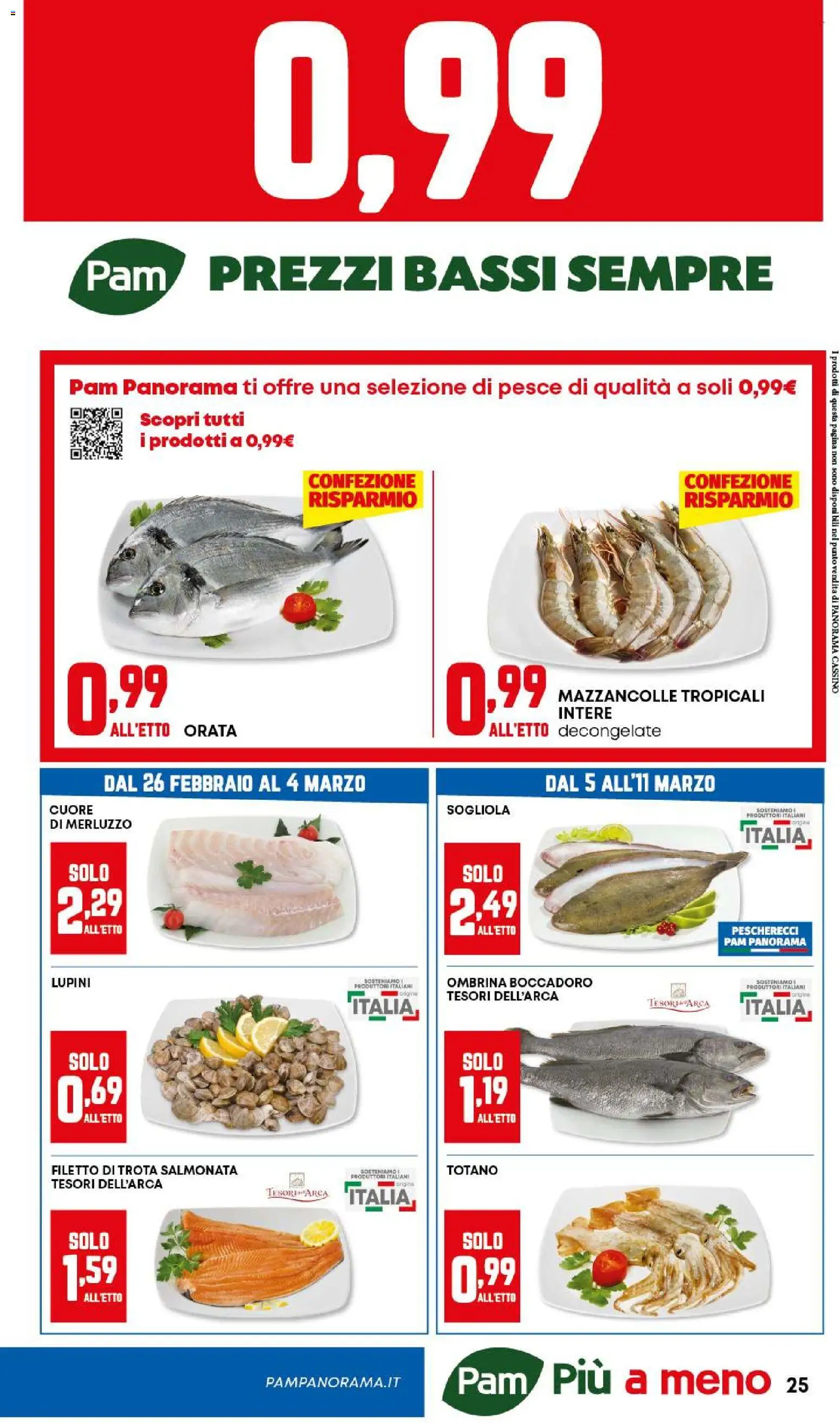 Volantino Panorama del 26.02.2026 | Pagina: 25 | Prodotti: Pesce, Sogliola, Mazzancolle, Orata