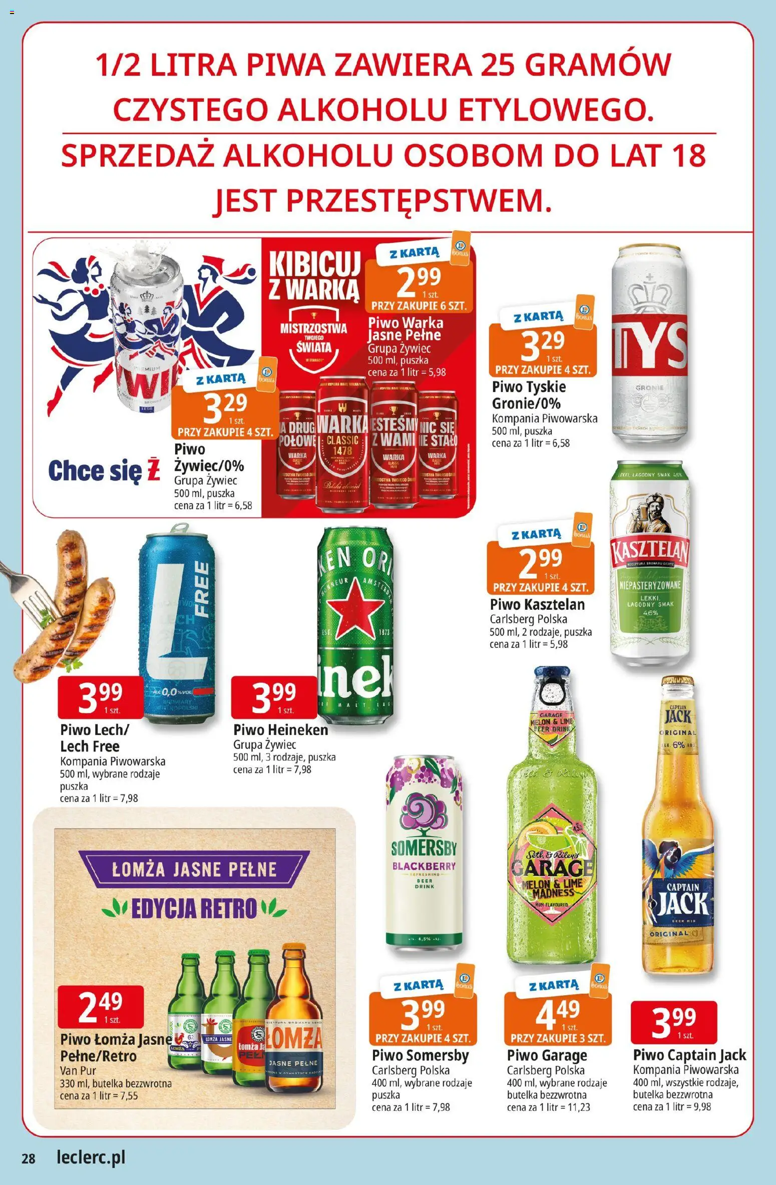 E.Leclerc gazetka - Radom od 21.04.2026 | Strona: 28 | Produkty: Karta, Warka, Piwo Warka, Piwo