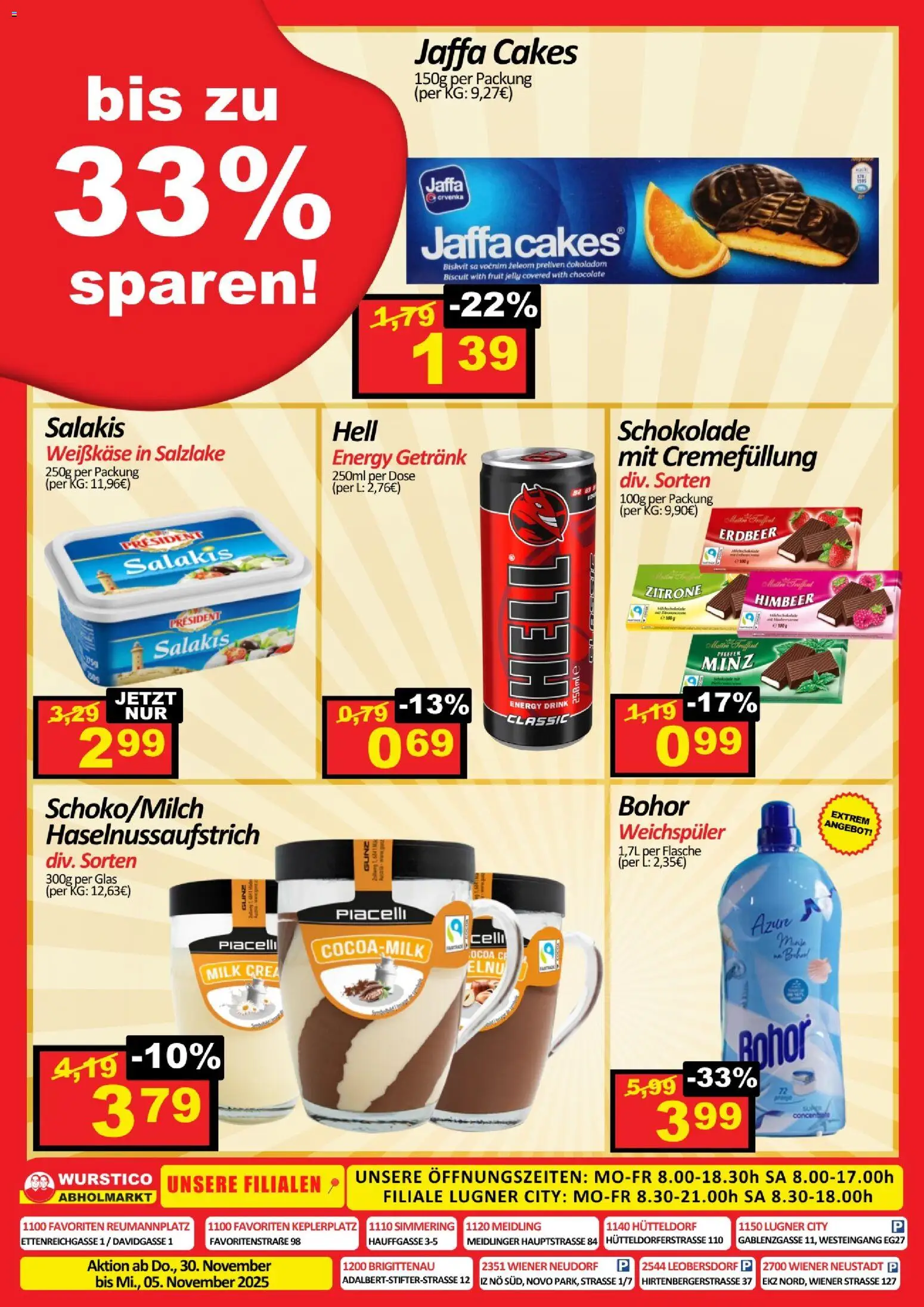 Wurstico Abholmarkt Flugblatt gültig ab 30.10.2025 | Seite: 3 | Produkte: Pfeffer, Zitrone, Schokolade, Weichspüler