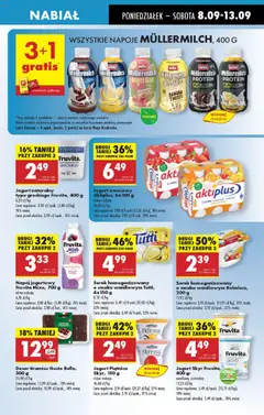 Wszystkie napoje Müllermilch, 400 g, Selection of Müllermilch drinks in 400g bottles. od 08.09.2025 | Strona: 37 | Produkty: Karta, Serek, Napoje, Jogurt owocowy