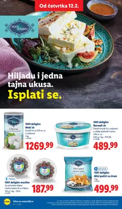 1001 delights Meki sir, Kravlji sir sa 55% m. m. U salamuri 1 kg - pregled Lidl kataloga - važi od 12.02.2026 | Strana: 46 | Proizvode: Masline, Sir