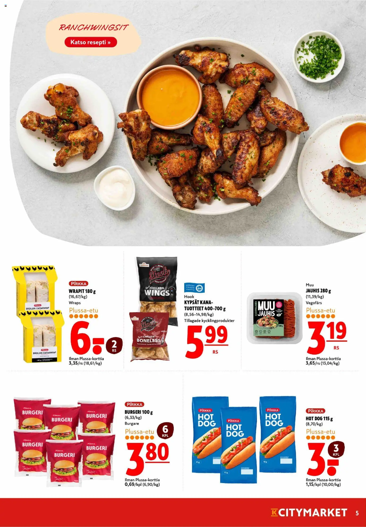 K-Citymarket tarjoukset – voimassa 27.10.2025 alkaen | Sivu: 5 | Tuotteet: Kana, Hot dog