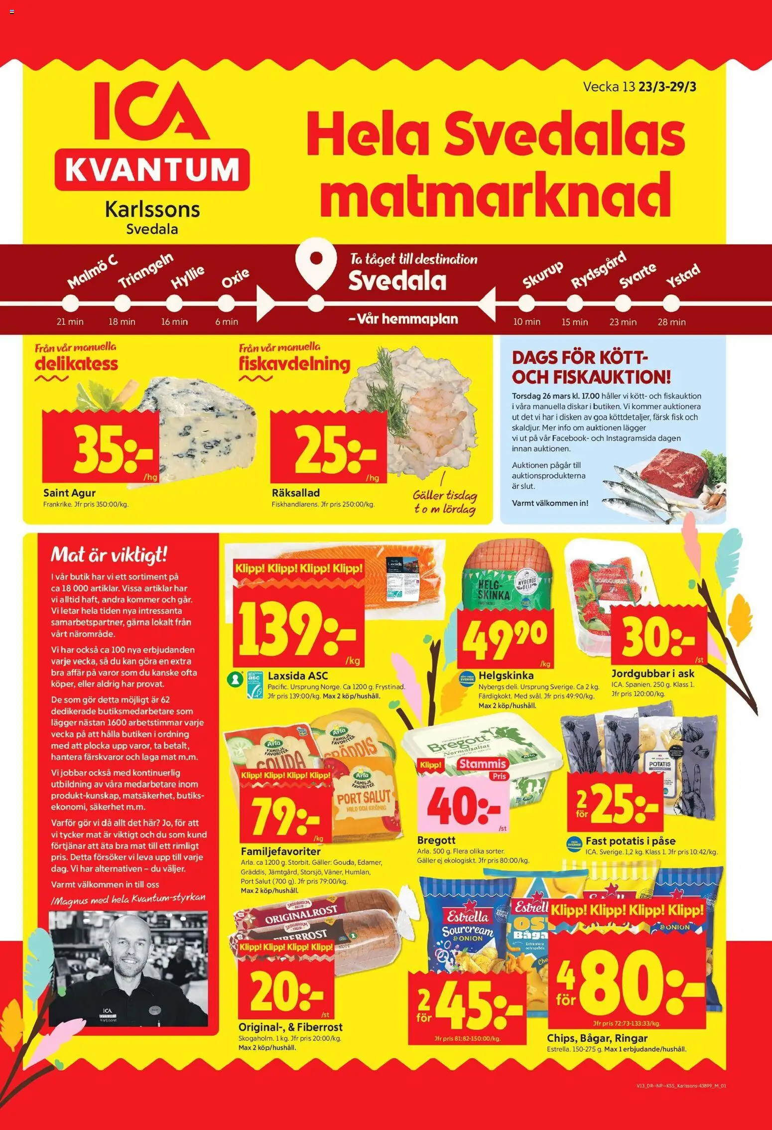 ICA Kvantum reklamblad aktuell från 23.03.2026 | Sida: 1 | Produkter: Galler, Skinka, Potatis, Jordgubbar