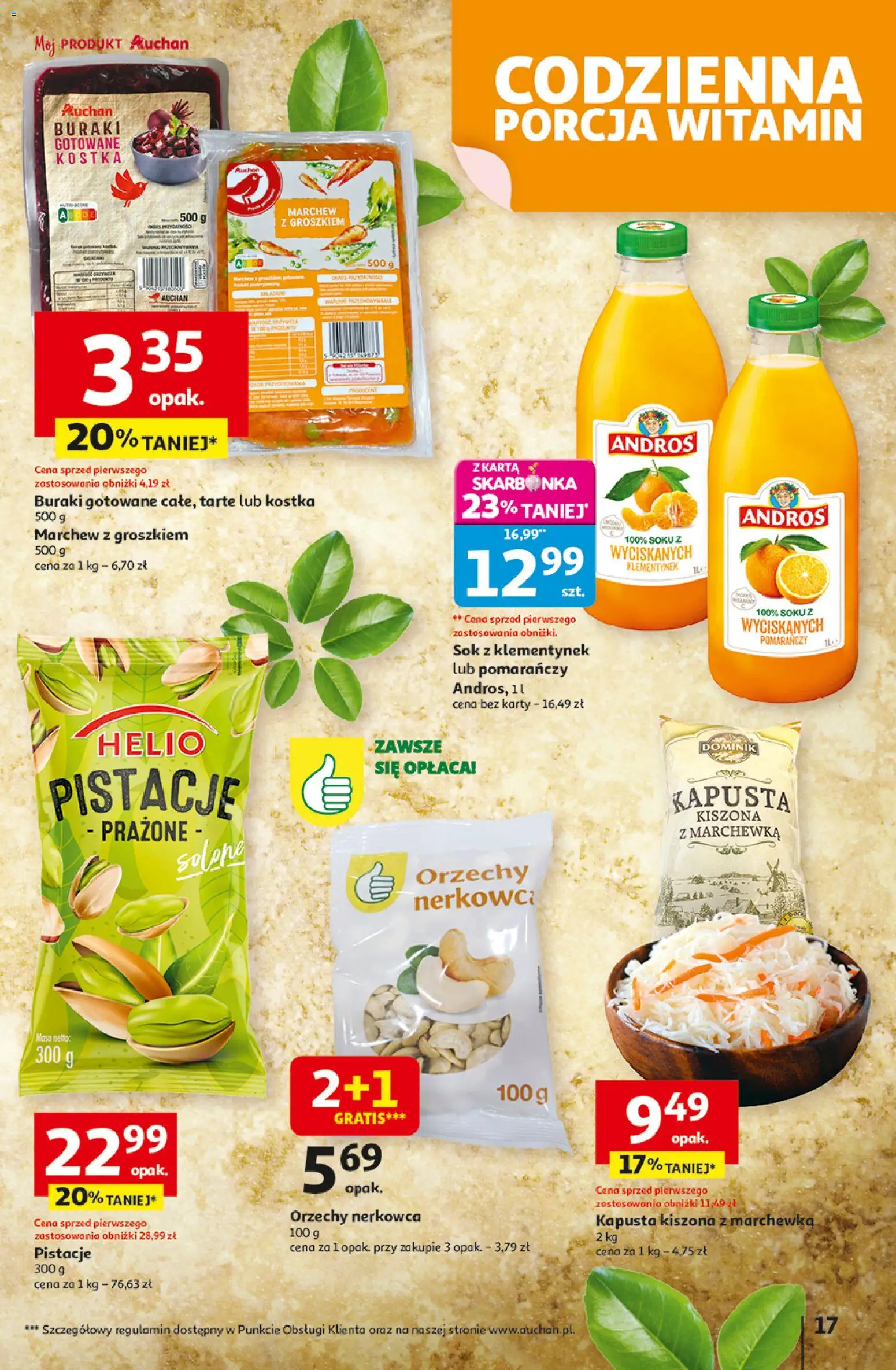 Auchan Gazetka - Pewność niskich cen Hipermarket od 30.10.2025 | Strona: 17 | Produkty: Kapusta, Buraki, Buraki gotowane, Sok