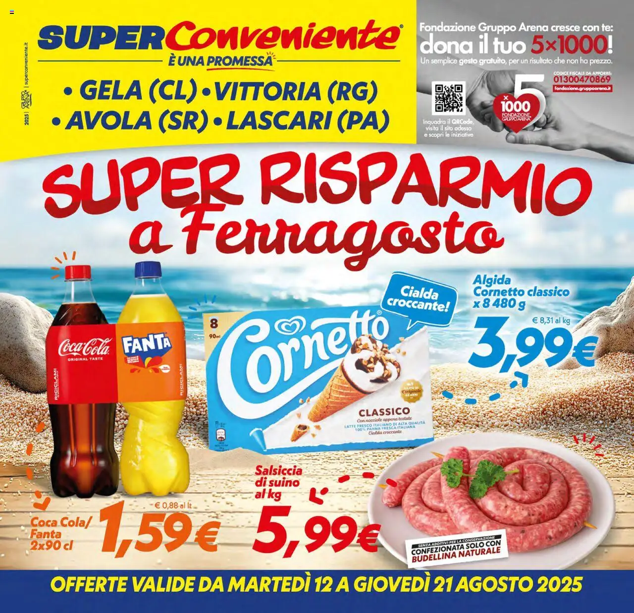 Volantino SuperConveniente del 12.08.2025 | Pagina: 1 | Prodotti: Tè, Cornetto, Panna, Fanta
