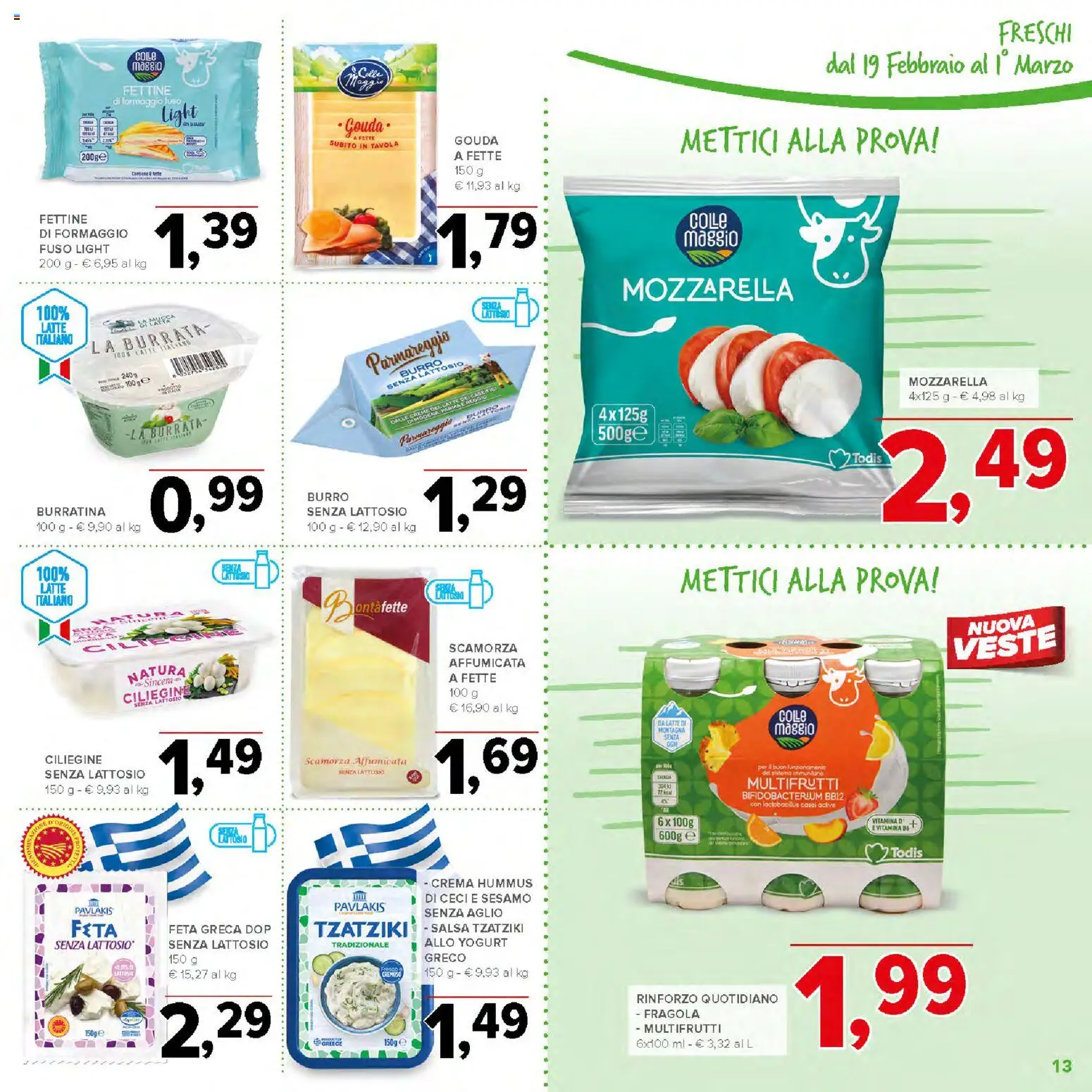 Volantino Todis del 19.02.2026 | Pagina: 13 | Prodotti: Crema, Ceci, Latte, Burro