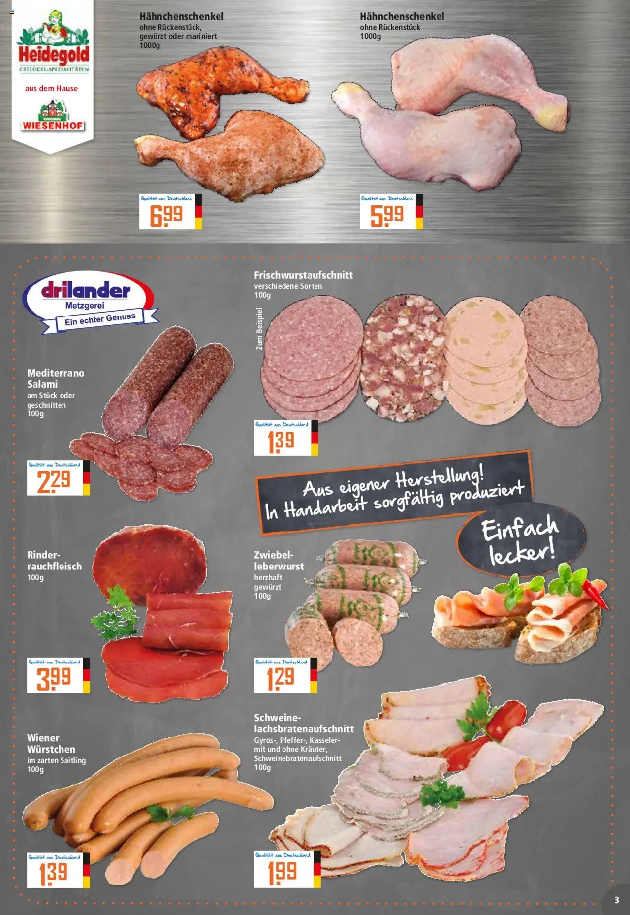 Klaas & Kock Prospekt 	 - gültig ab dem 21.07.2025 | Seite: 3 | Produkte: Hahnchenschenkel, Salami