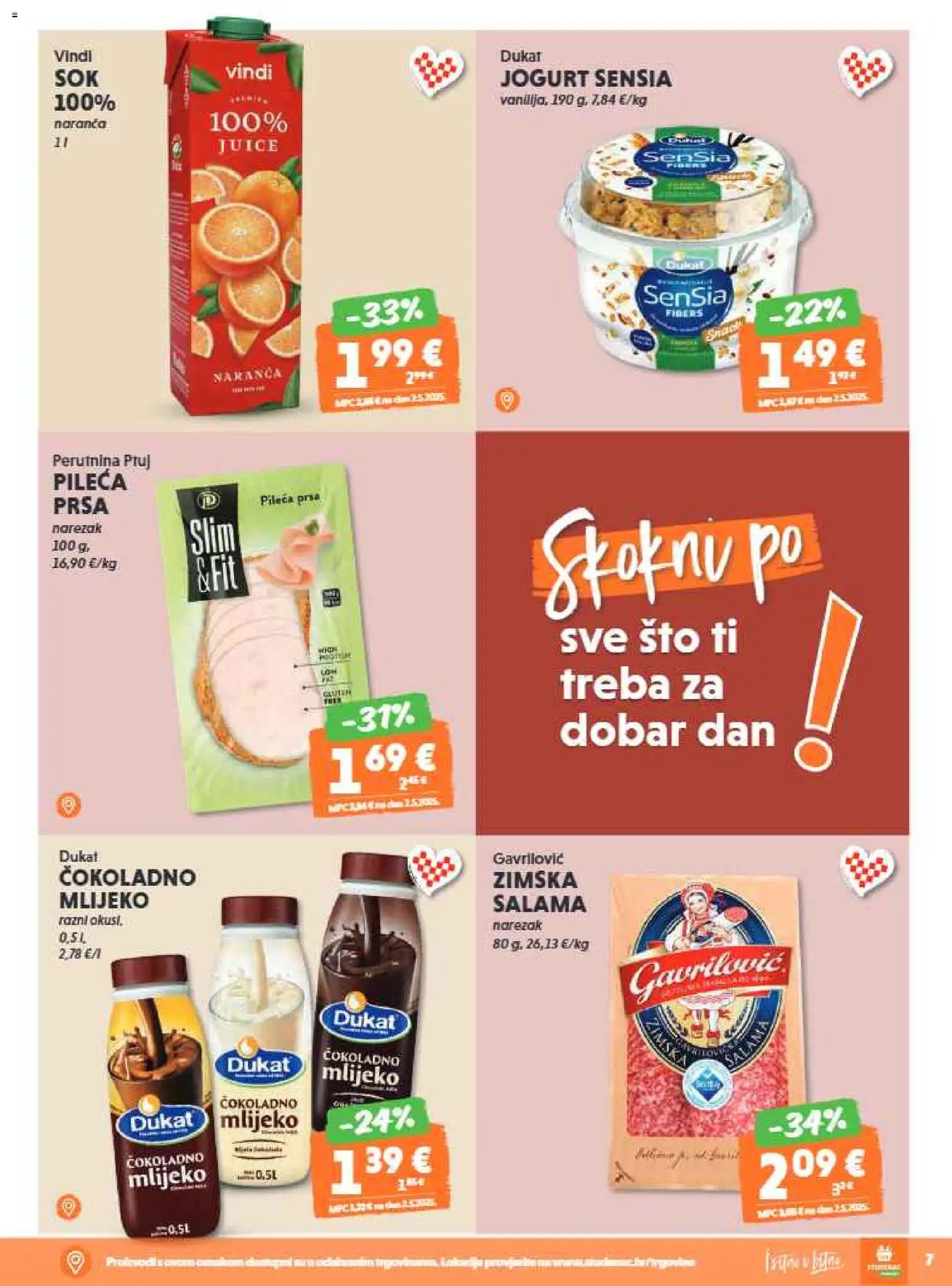 Studenac katalog | vrijedi od 04.03.2026 | Stranica: 7 | Proizvodi: Mlijeko, Narezak, Perutnina Ptuj, Pileća prsa