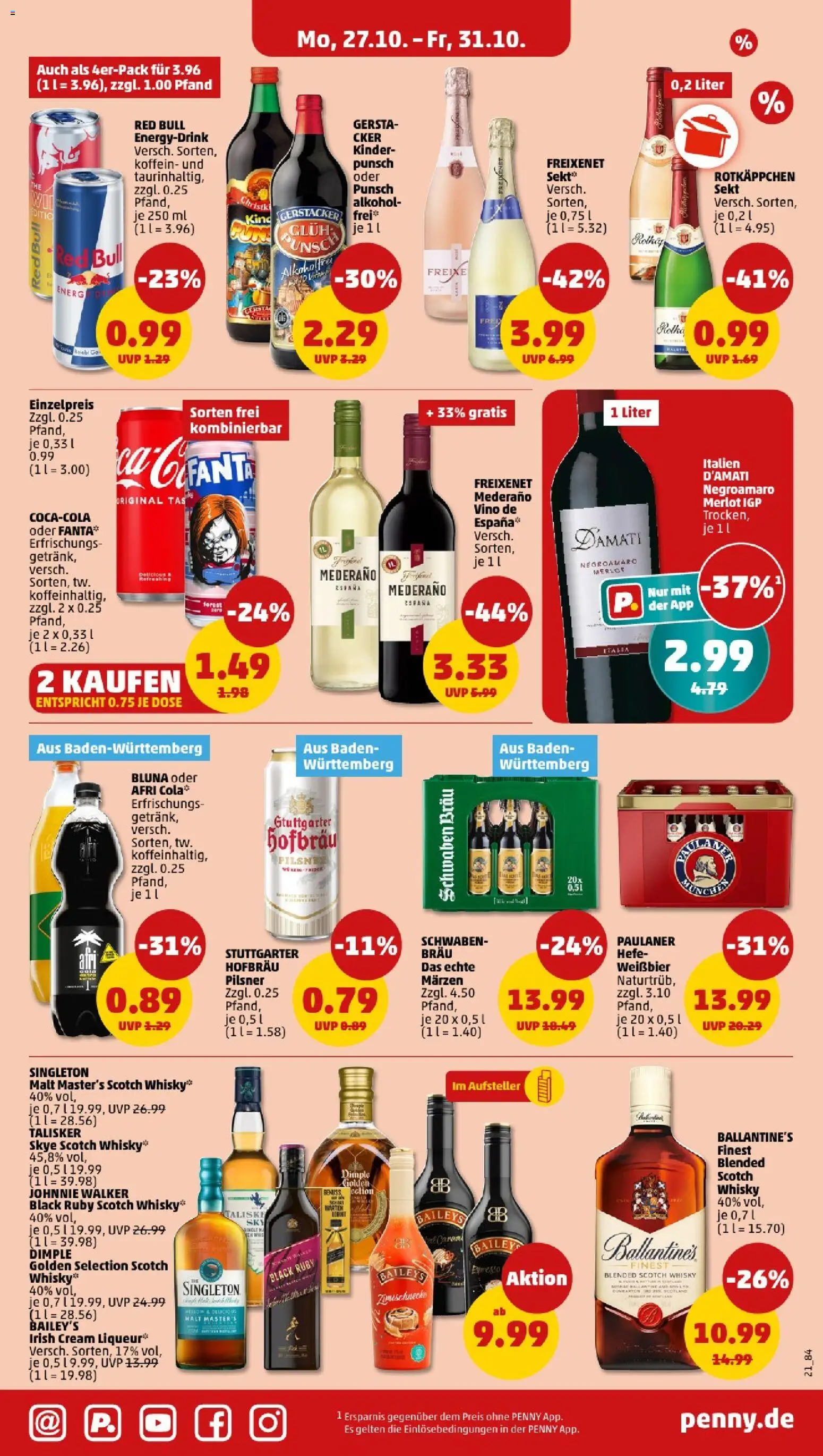 Penny - Baden-Württemberg – gültig ab 27.10.2025 | Seite: 23 | Produkte: Sekt, Baileys, Rotkäppchen, Johnnie walker