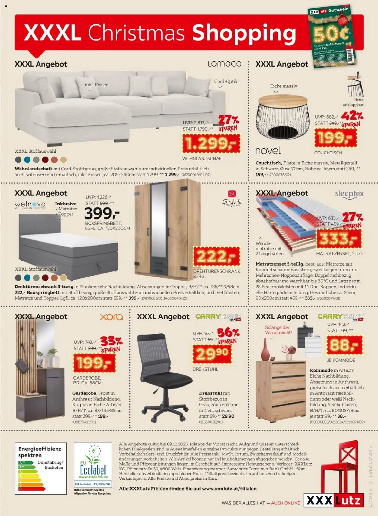 XXXLutz Prospekt aktuell gültig ab 02.12.2025 | Seite: 12 | Produkte: Matratze, Kissen, Kommode, Couchtisch