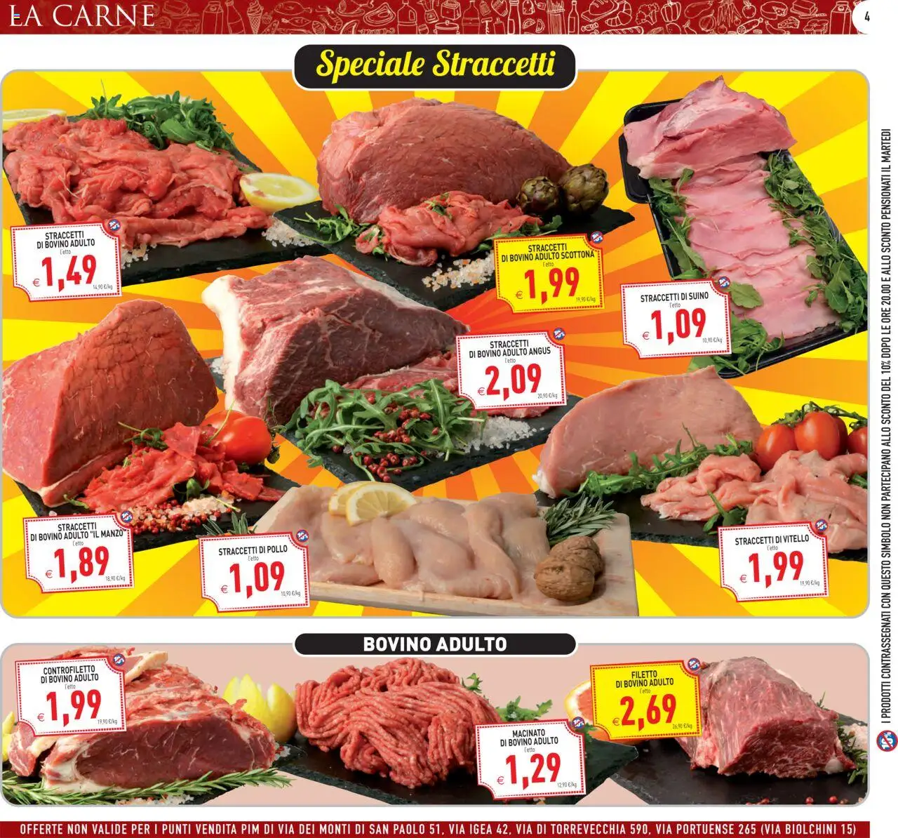 Volantino PIM Supermercati del 18.08.2025 | Pagina: 4 | Prodotti: Bovino, Pollo, Manzo, Macinato