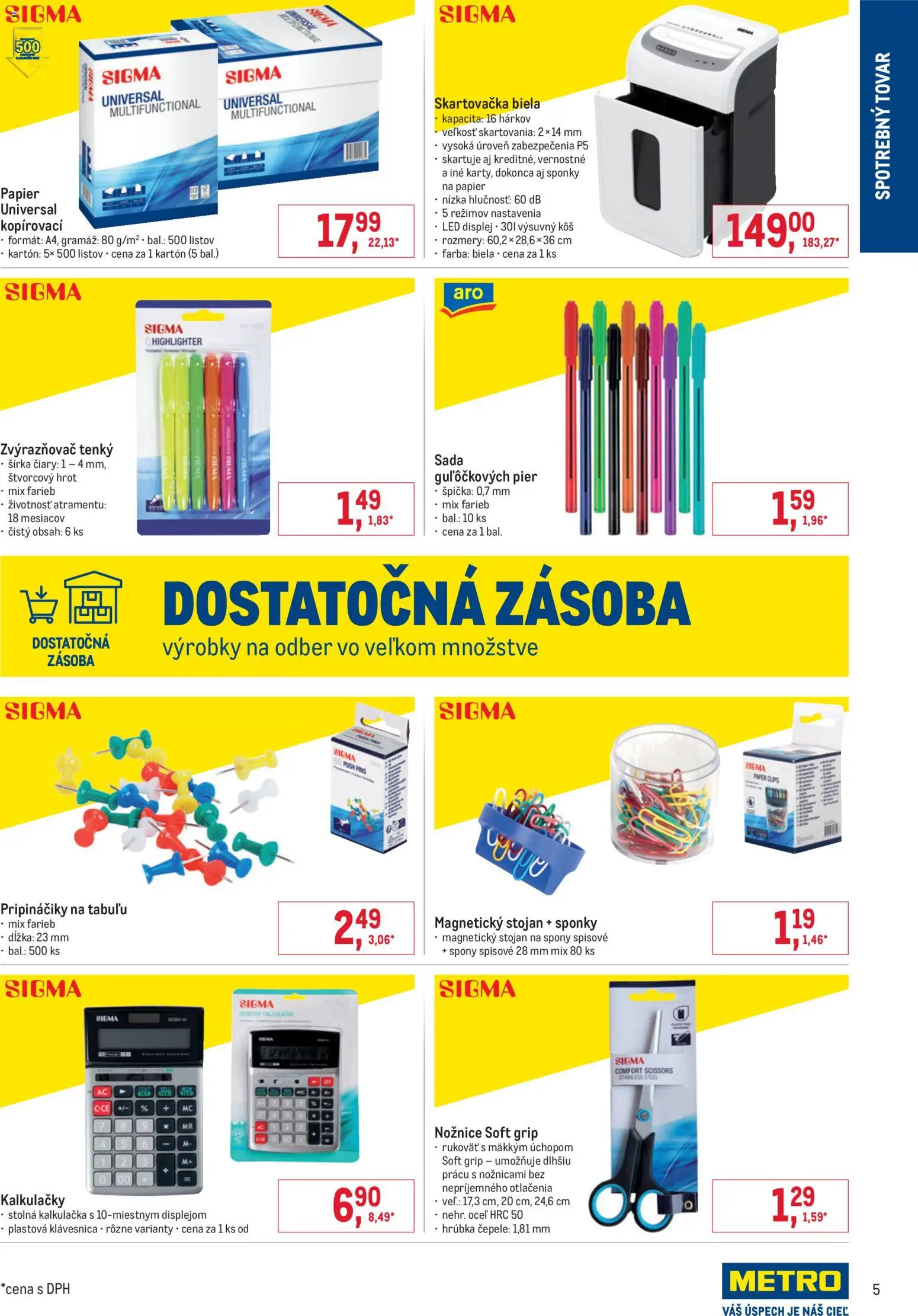 Nové Metro akcie – leták je platný od 25.03.2026 | Strana: 5 | Produkty: Skartovačka, Klávesnica, Kôš