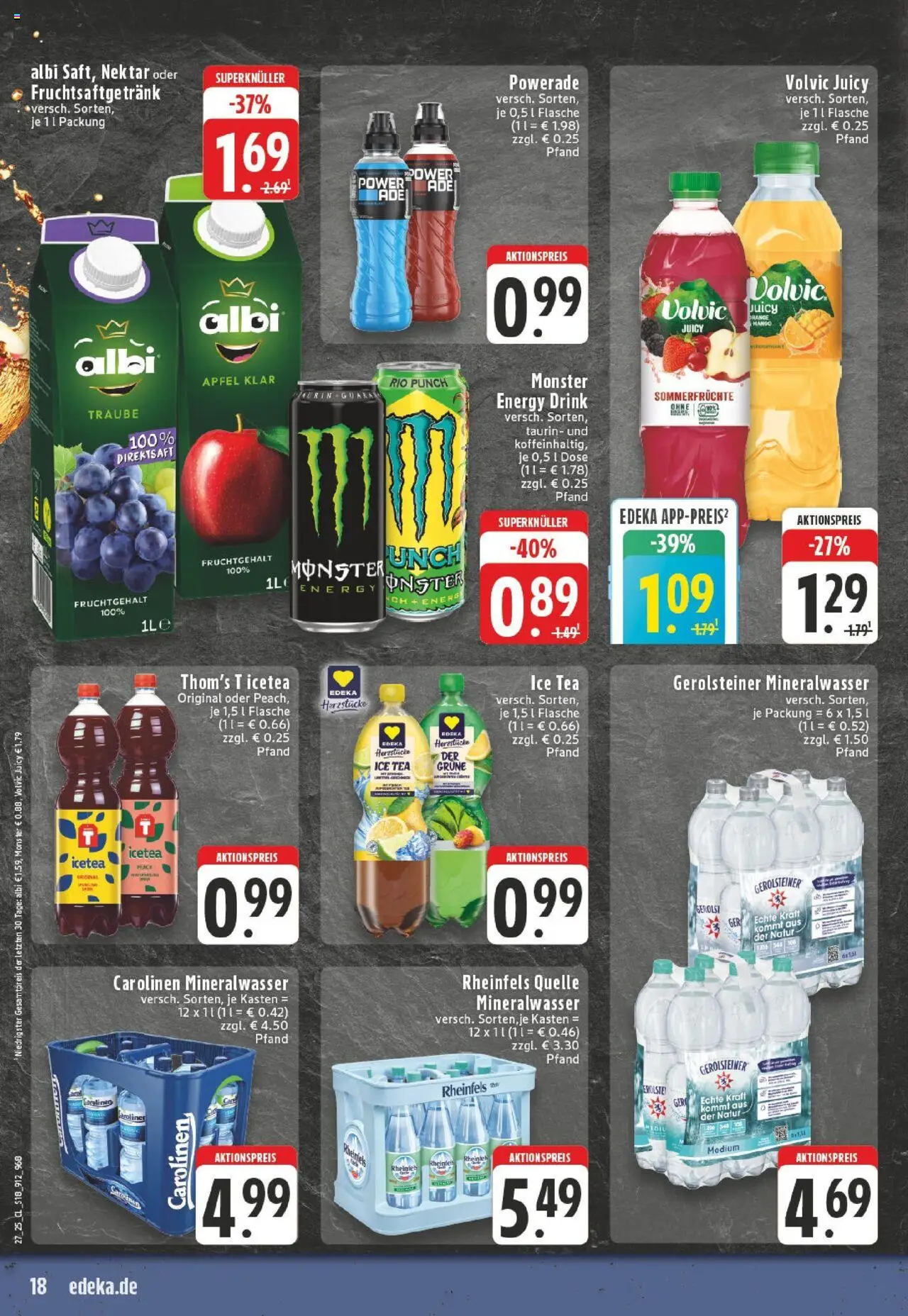Edeka prospekt Beckum - Neubeckum	 - gültig ab dem 29.06.2025 | Seite: 18 | Produkte: Monster, Mango, Volvic, Rheinfels quelle