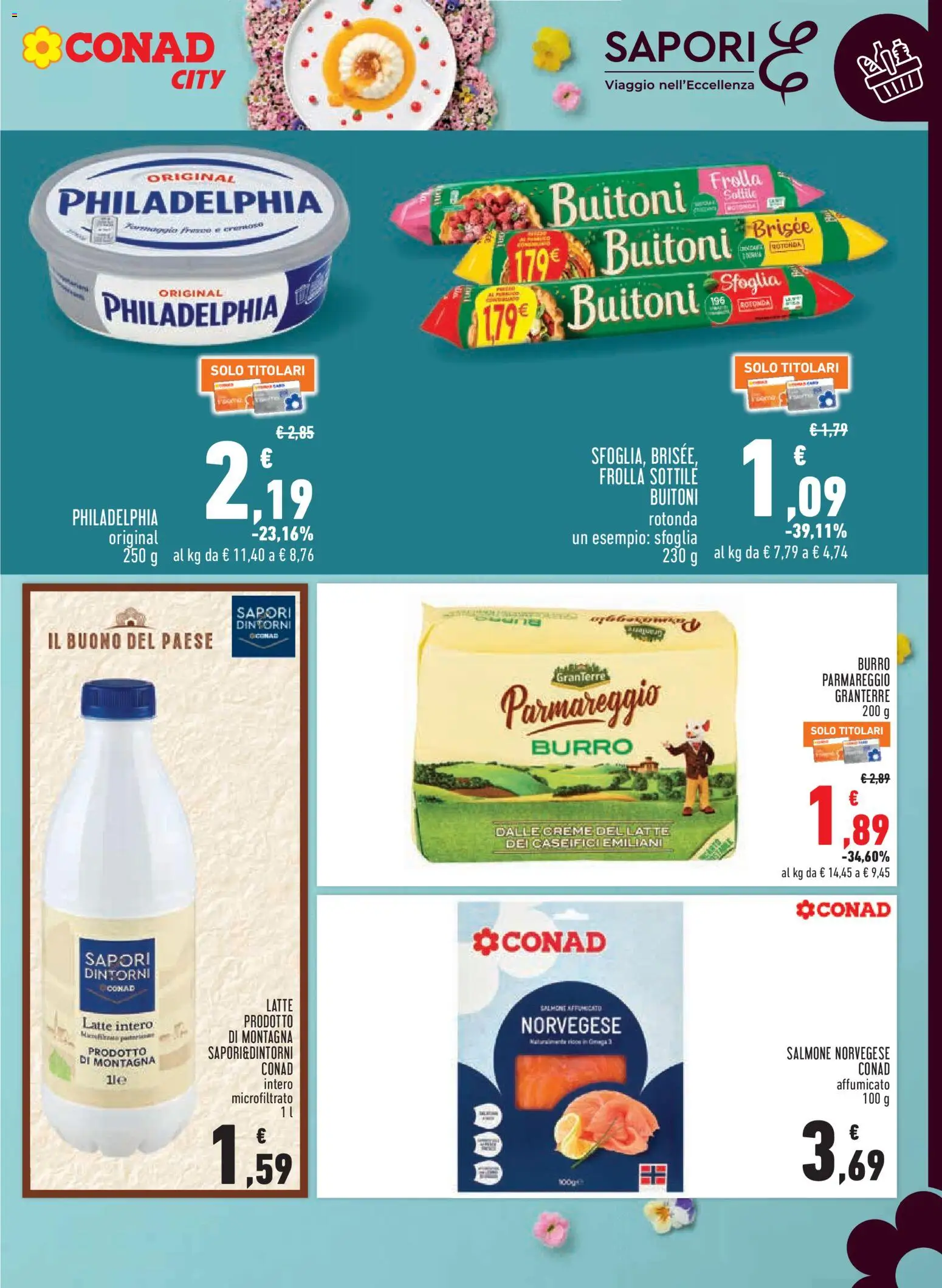 Volantino Conad del 26.03.2026 | Pagina: 9 | Prodotti: Salmone affumicato, Salmone, Latte, Burro