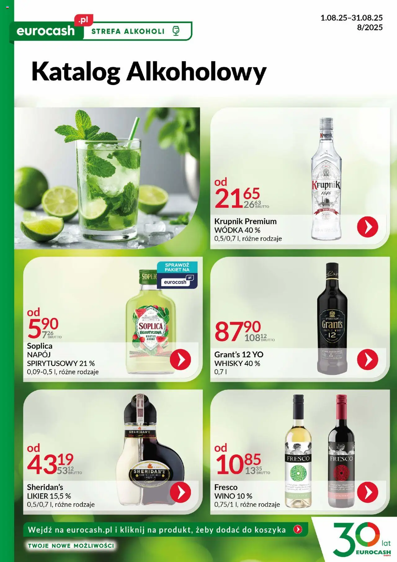 Eurocash Gazetka - Katalog Alkoholowy od 01.08.2025 | Strona: 1 | Produkty: Grant's, Wino, Fresco, Whisky